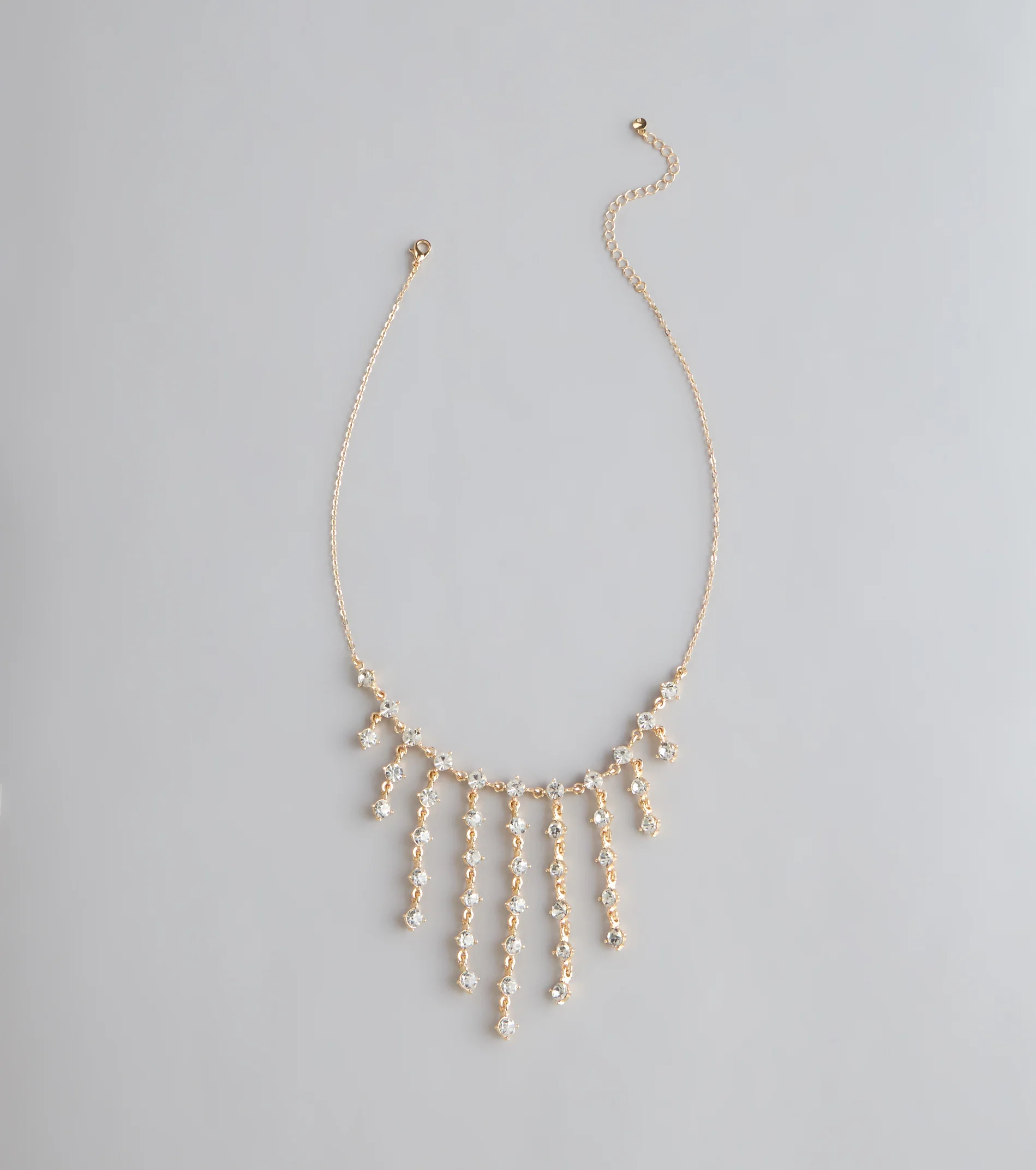 Dripping In Rhinestones Fringe Necklace