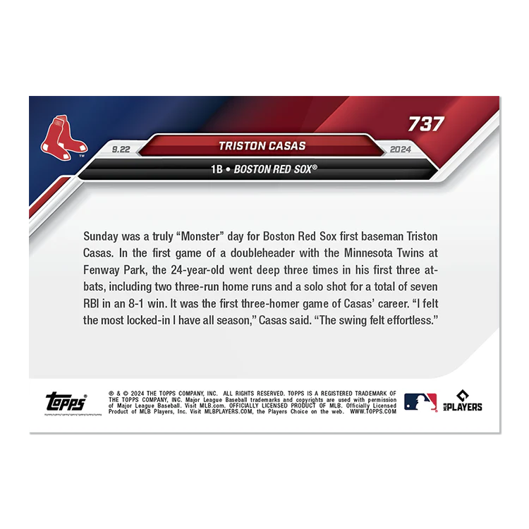 Triston Casas - 2024 MLB TOPPS NOW® Card 737