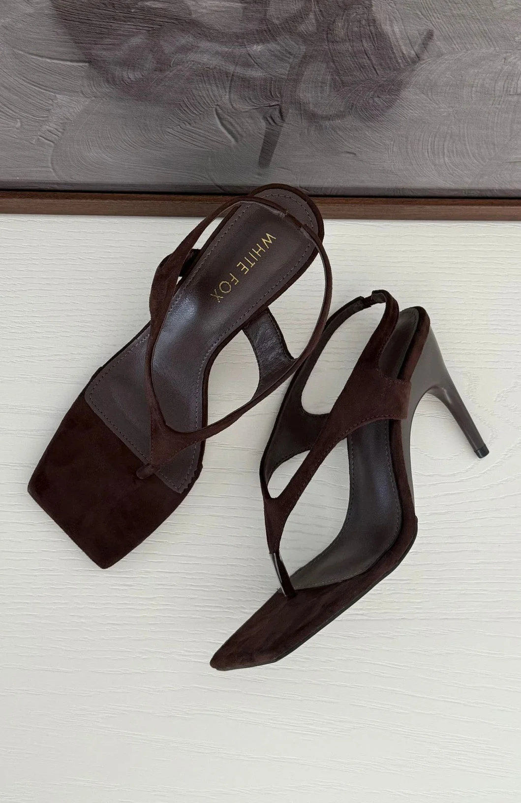 Barbod Slingback Heels Chocolate Faux Suede