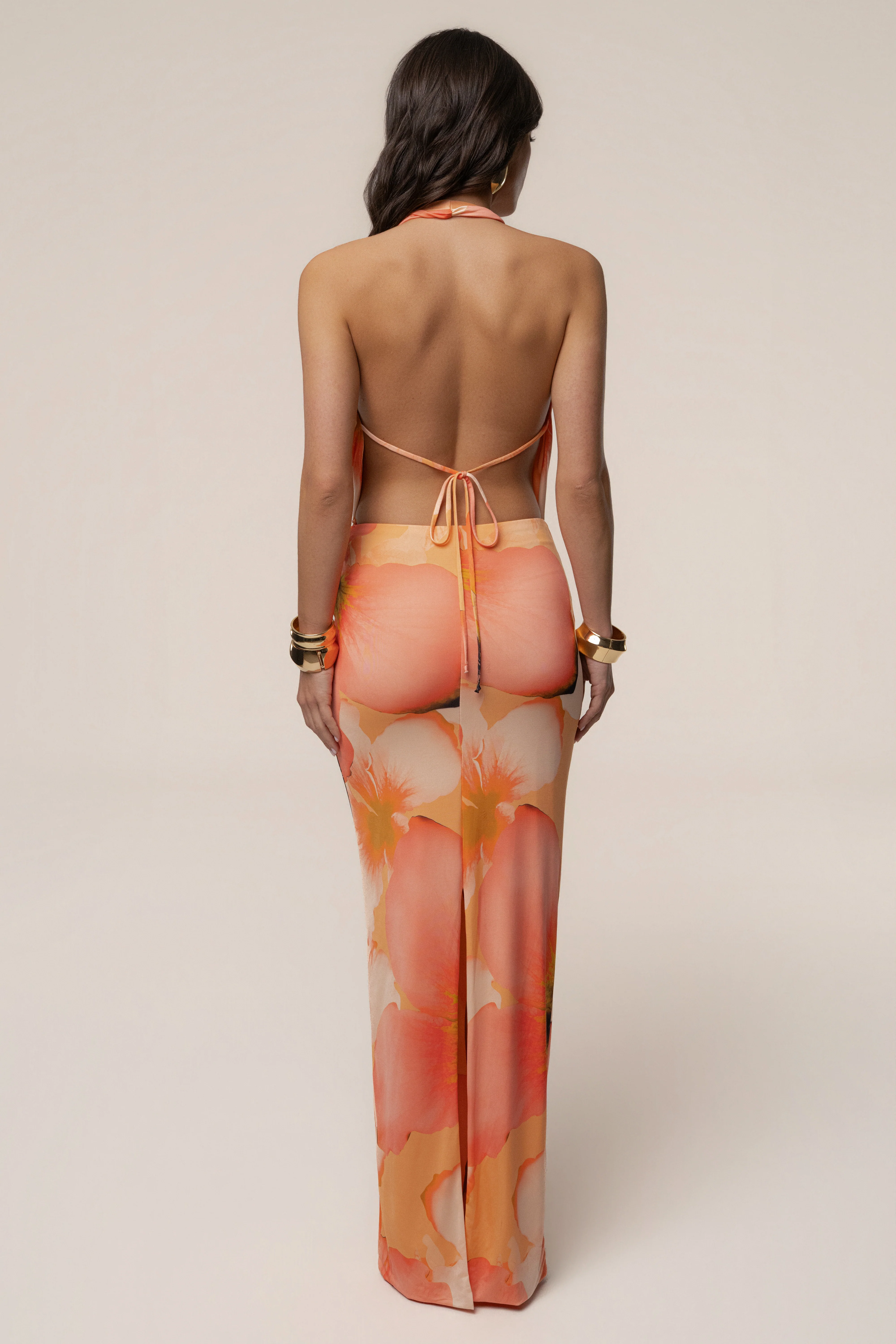 Orange  Dawn Draped Maxi Dress