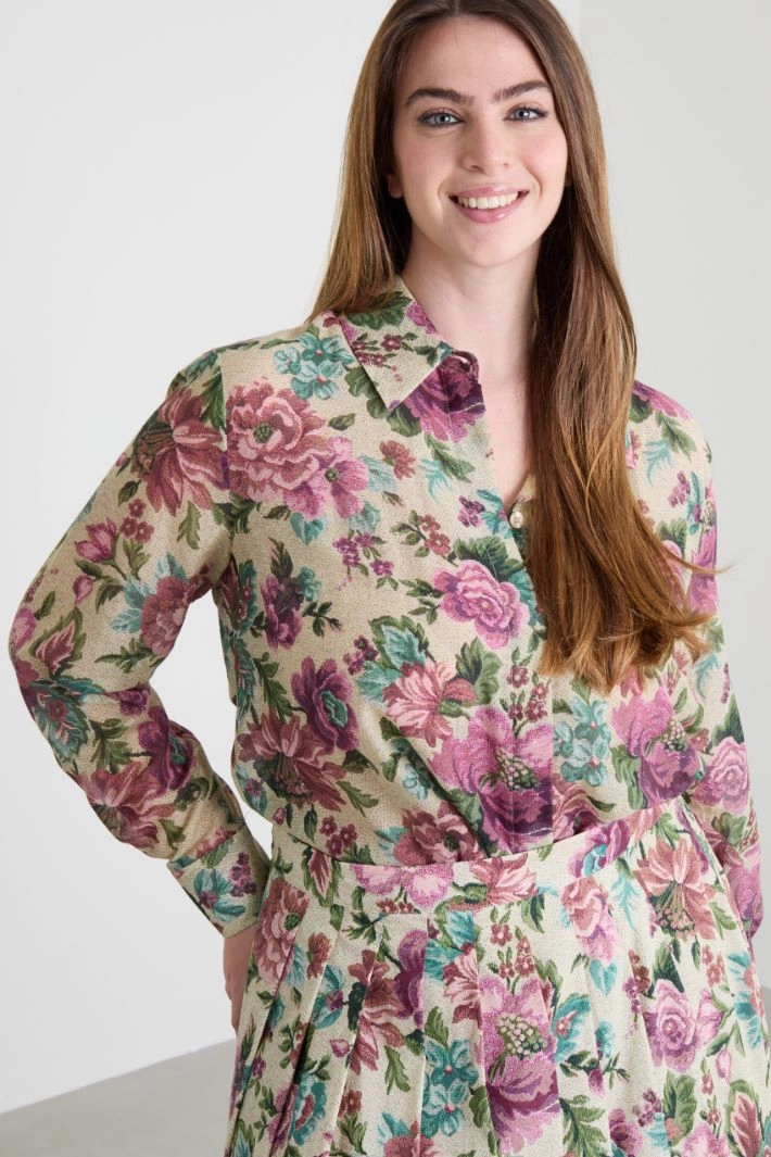 Cotton and silk voile tunic - PINK GREEN