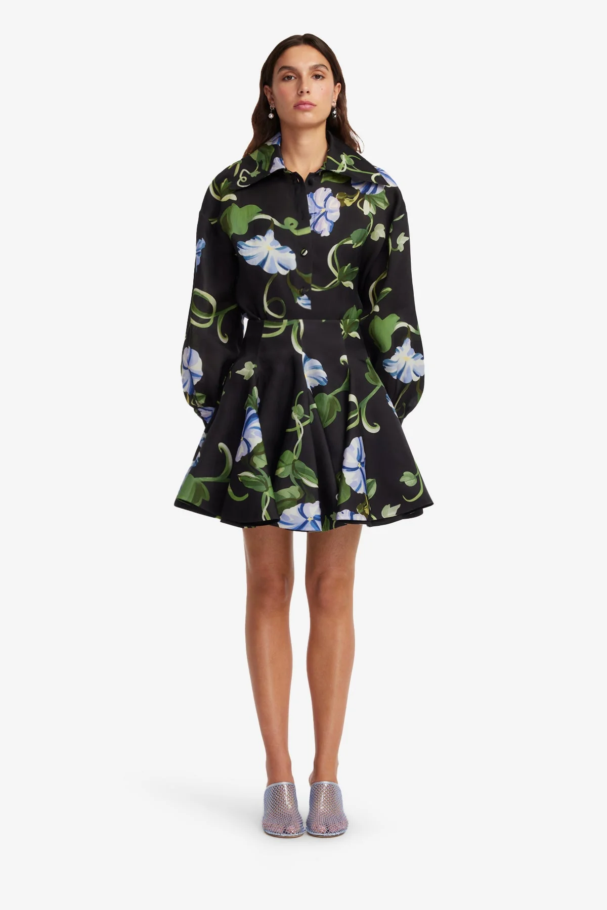 Kaity Skirt - Vine Print in Ebony