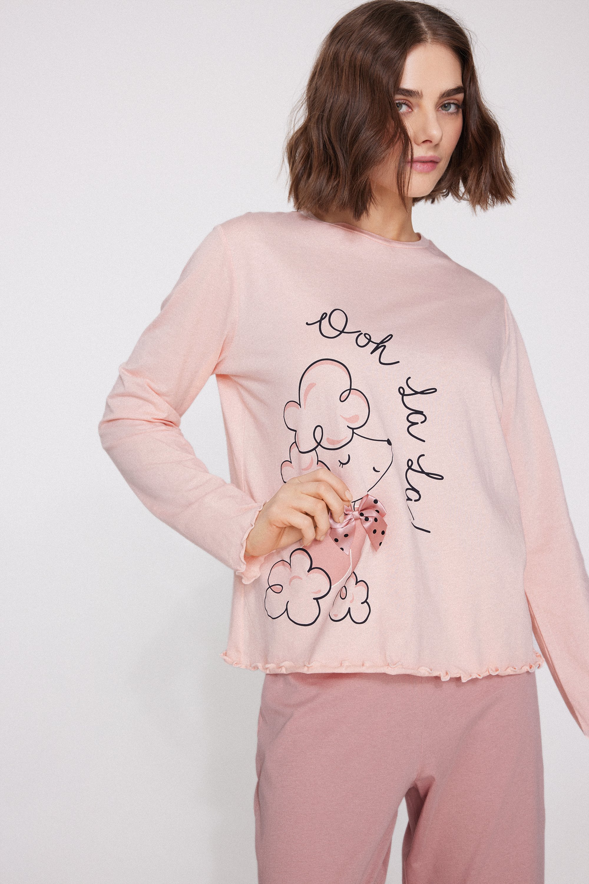 Dog Print Long Cotton Pyjamas