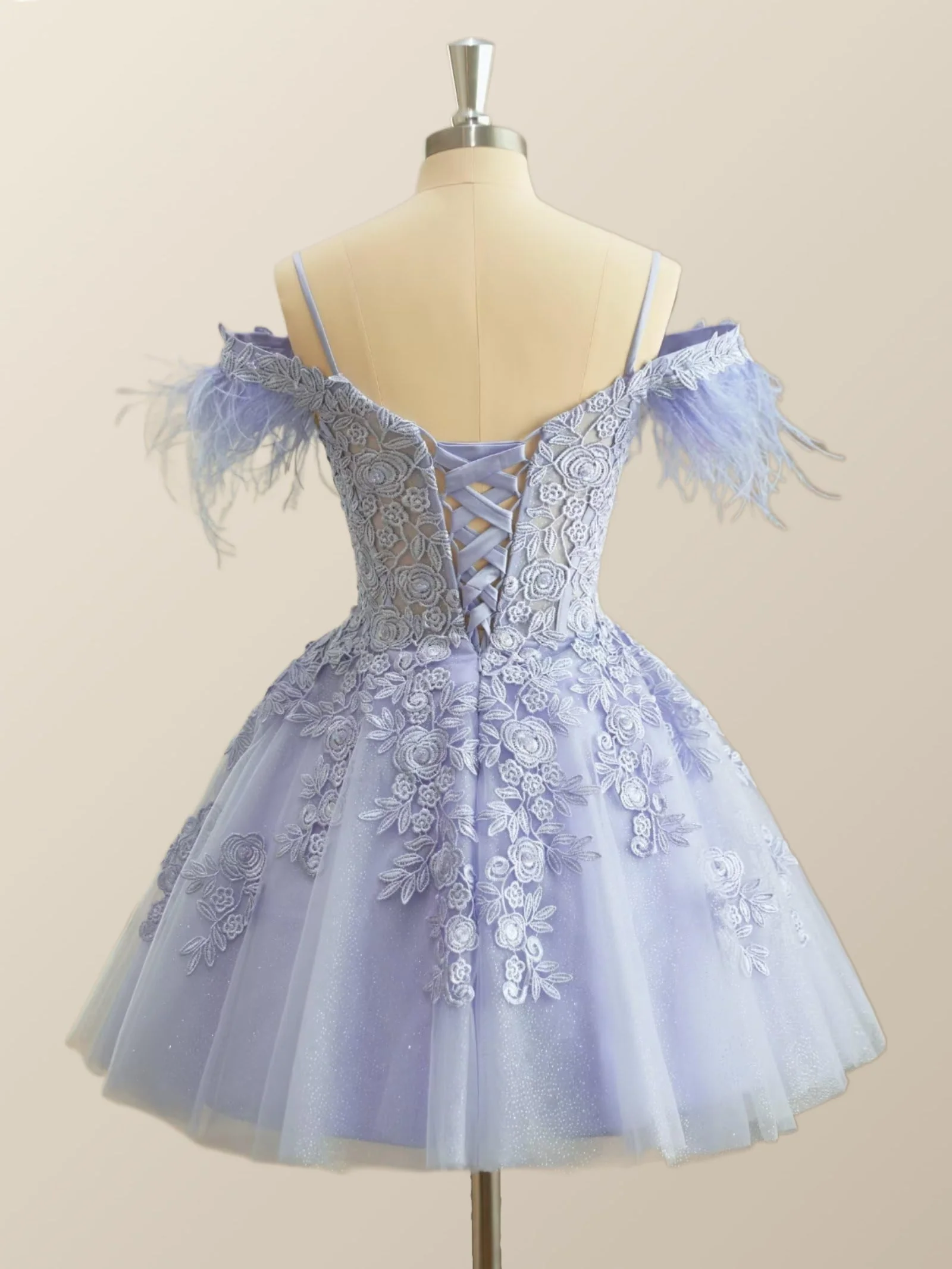 Off the Shoulder Appliques Light Purple A-line Princess Dress