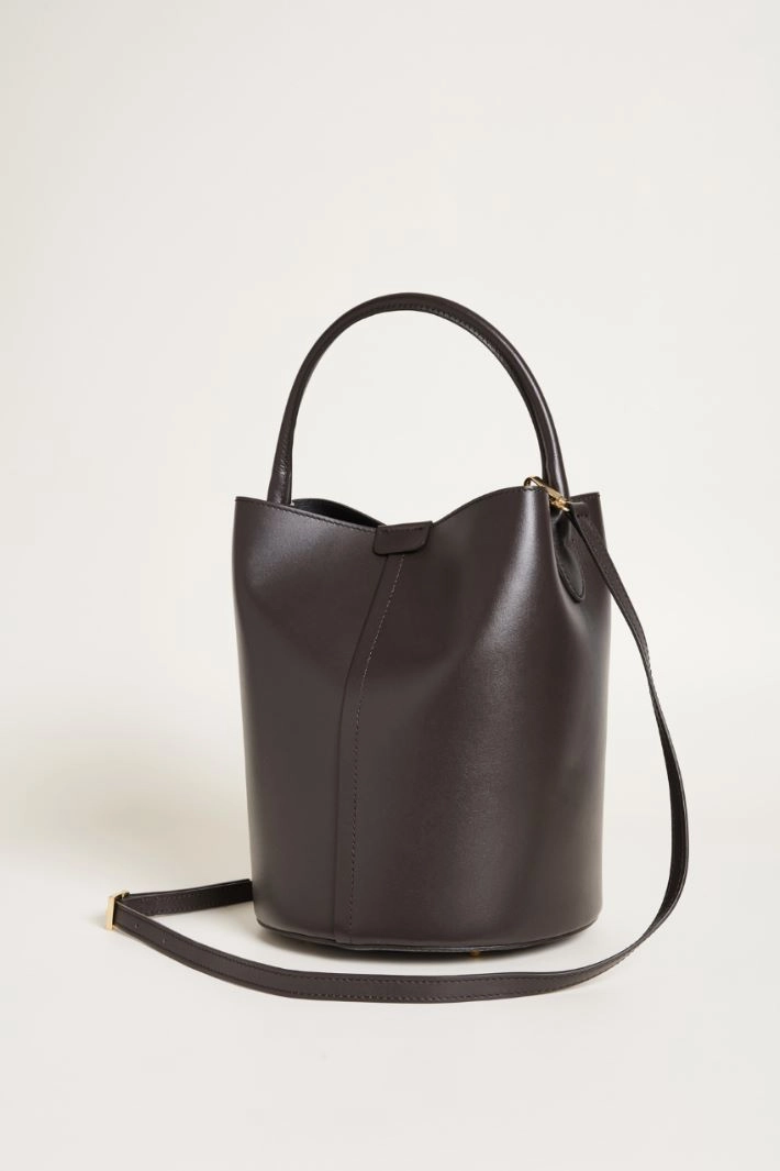 Smooth leather bucket bag - BROWN