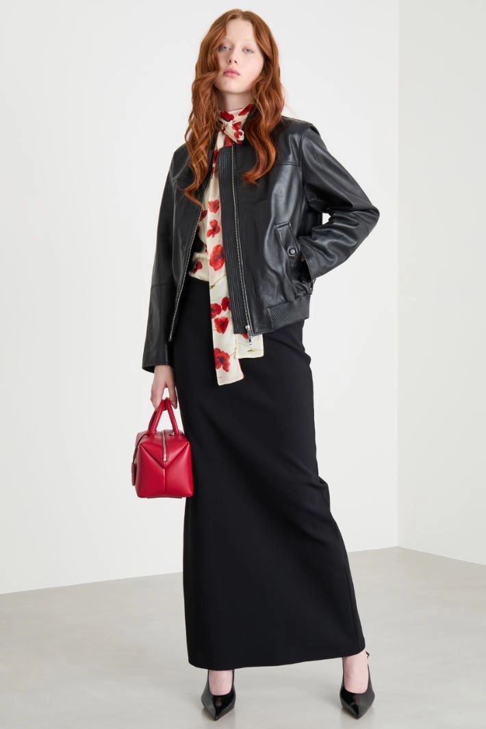 Bomber jacket with stand-up collar - BLACK