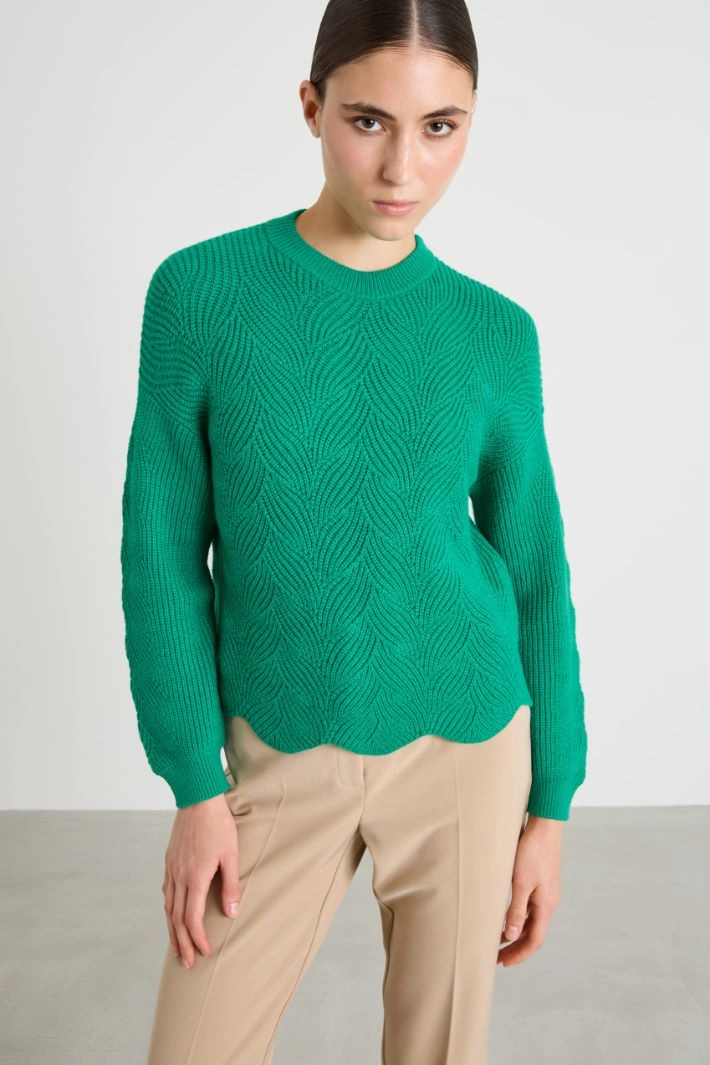 Cable-knit sweater - GREEN