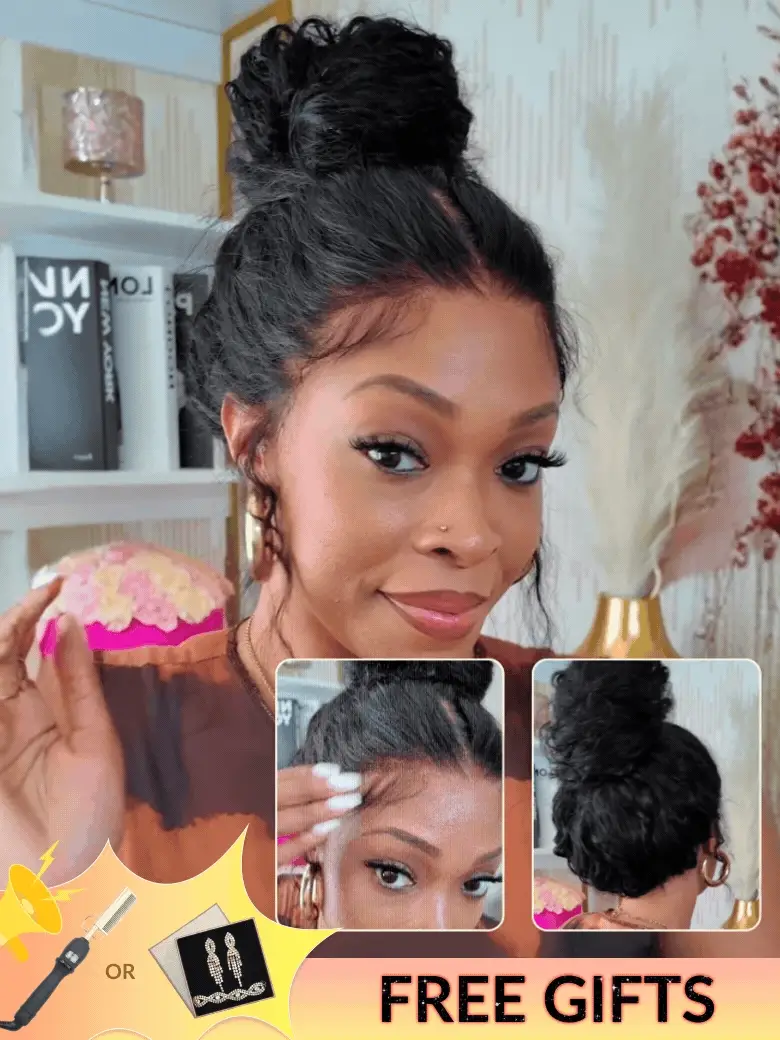 [Free Gifts]Sunber 13x6/ 7x5 HD Wet And Wavy Water Wave Bye Bye Knots Pre-Cut Lace Frontal Wigs With Elastic Drawstring