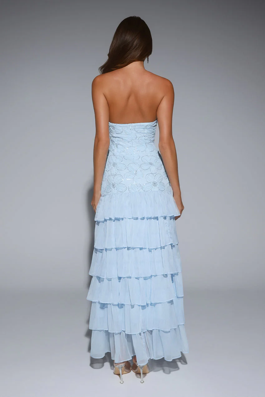 Dream State Strapless Maxi Dress Blue