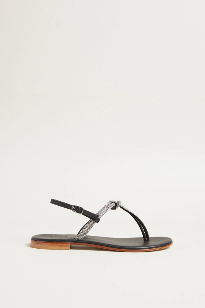 Rhinestone sandals - SILVER BLACK