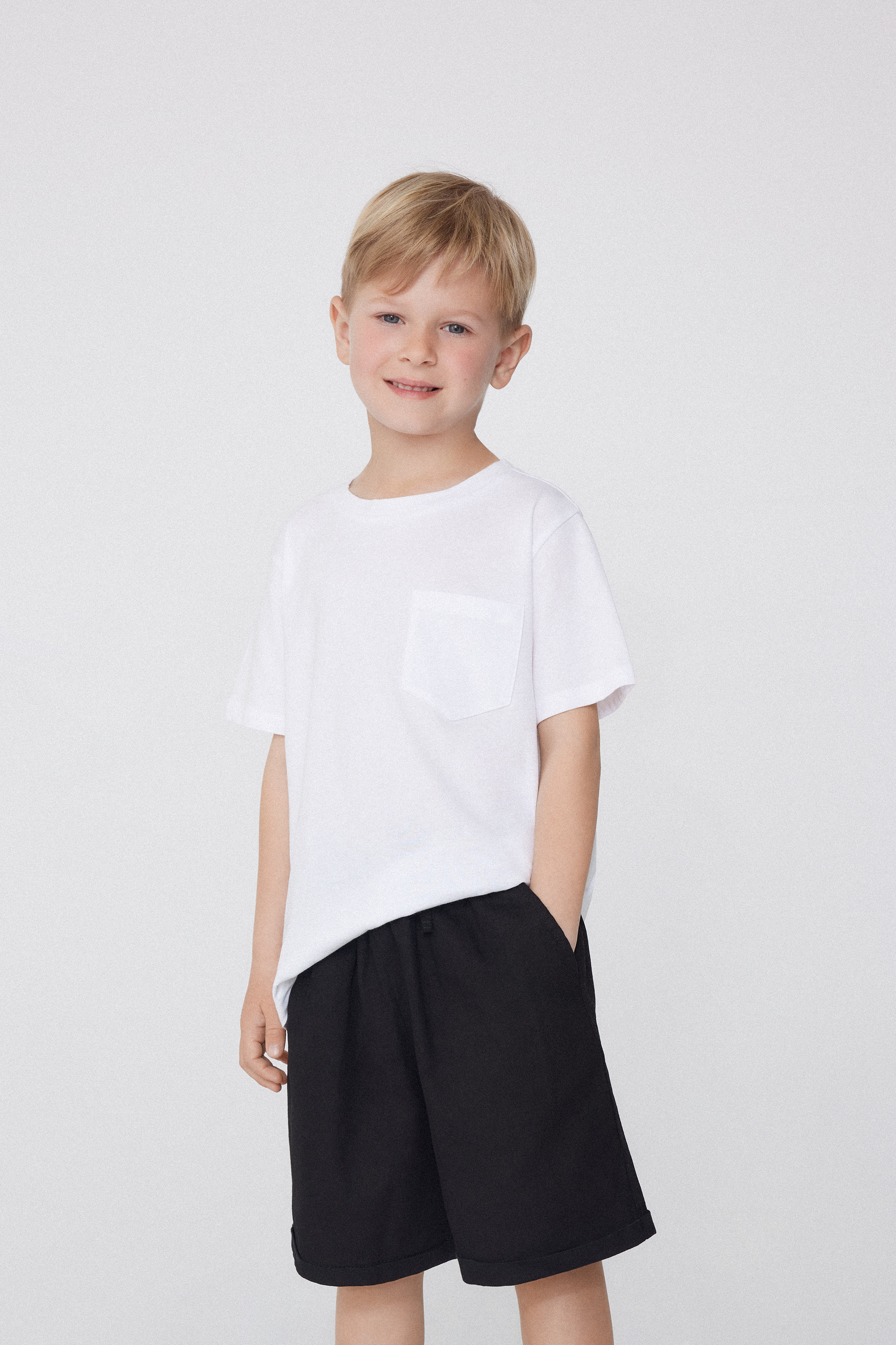 Boys’ Cotton Round Neck T-Shirt with Pocket