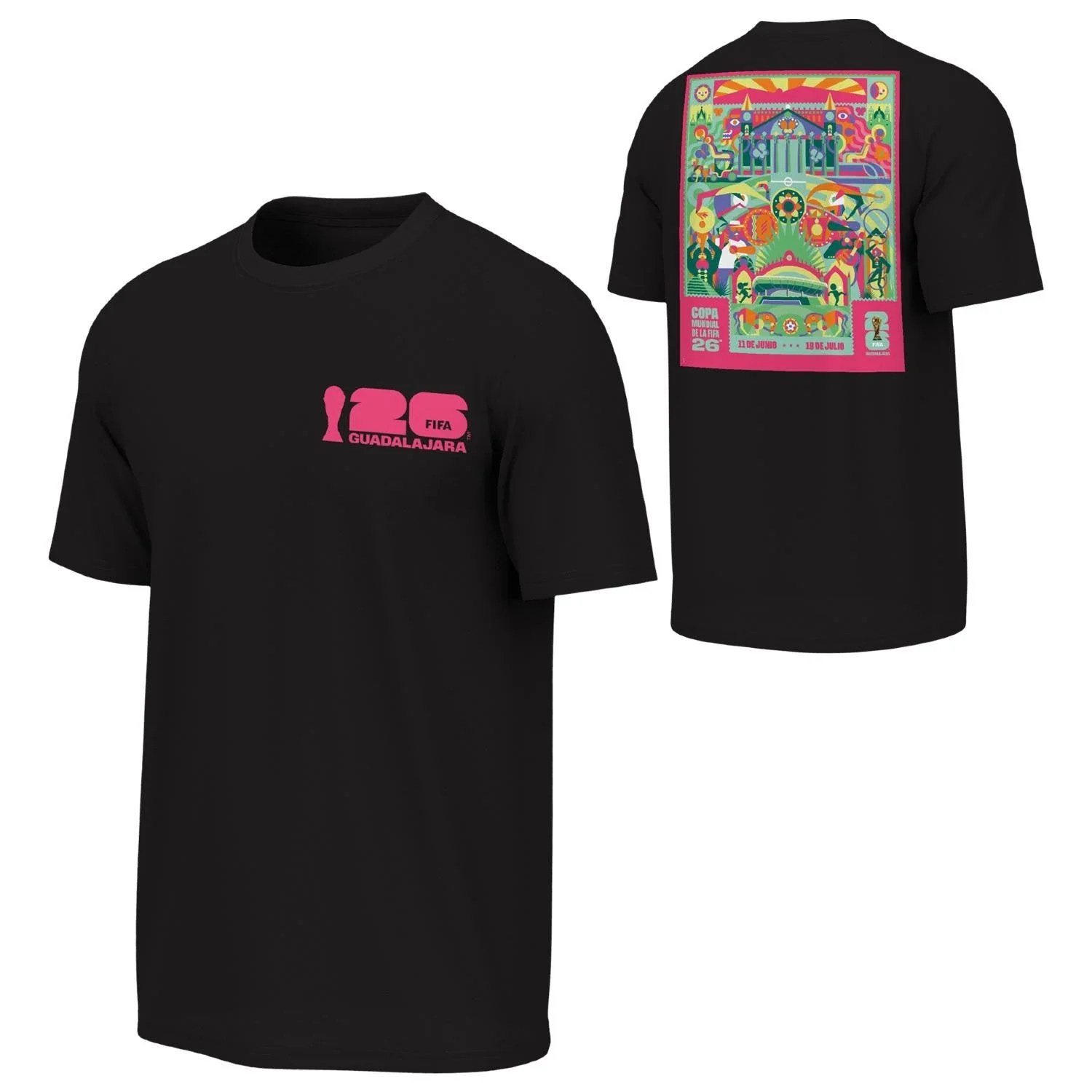 2026 Soccer Fan Collection Guadalajara Poster Black T-Shirt - Unisex