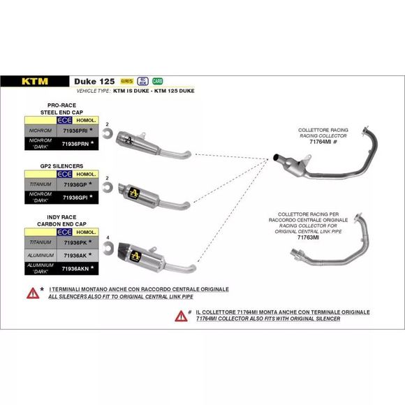 Arrow Racing - Gray CollectorKTM 125 125 DUKE ABS - 2021 - 2023Ref: Aw0973 / 71763Mi