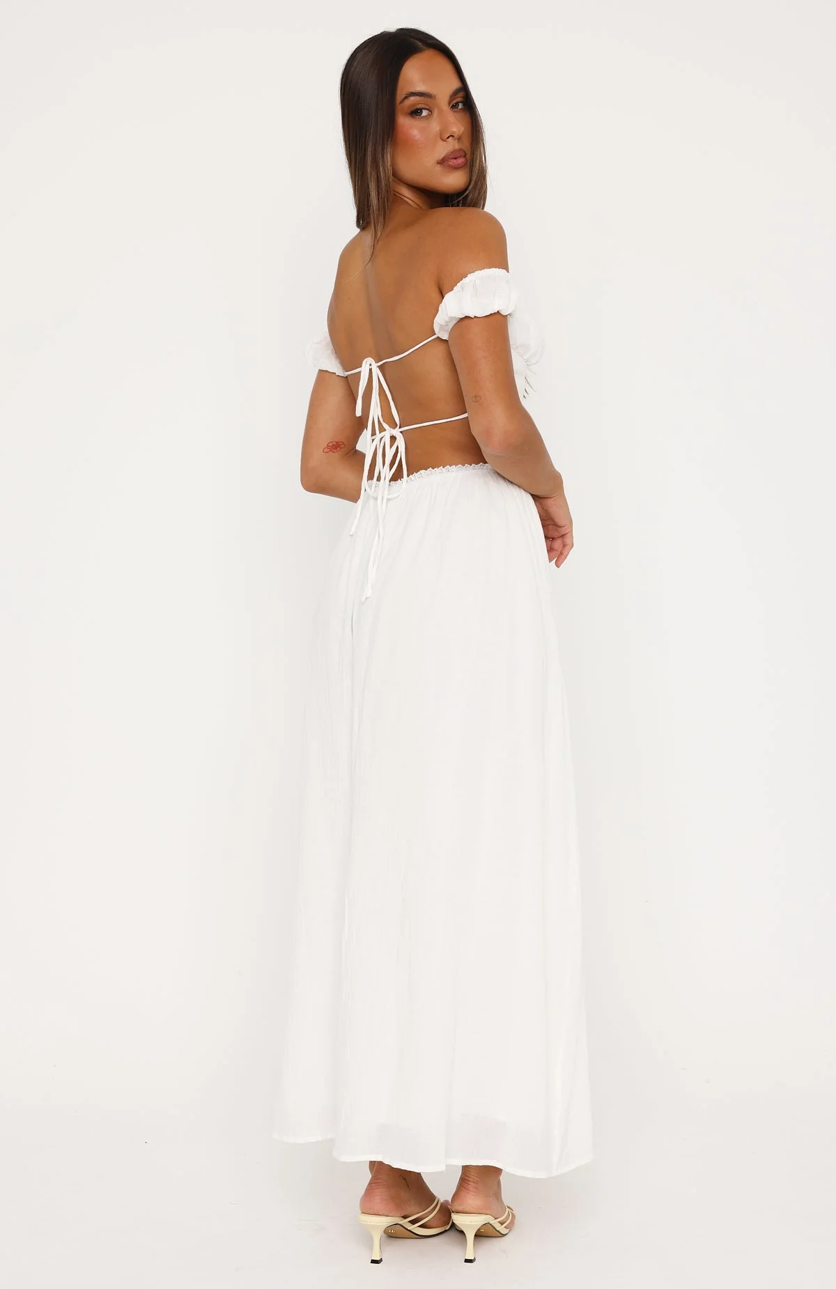 High Views Off Shoulder Maxi Dress White