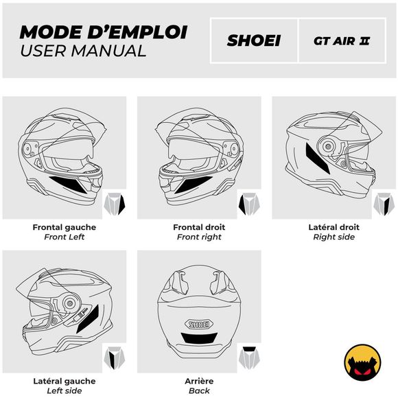 Fear The Yellow Bear REPLICA Reflective Stickers for SHOEI GT AIR 2 - WhiteRef: FYB0011
