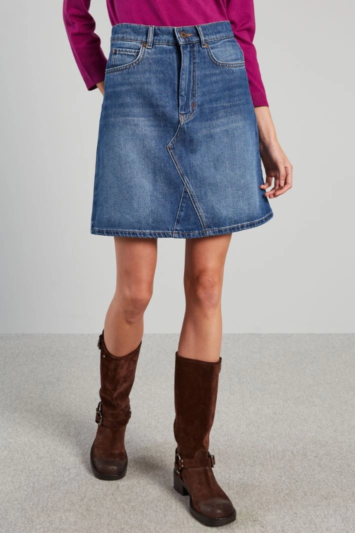 A-line denim skirt - DENIM BLUE
