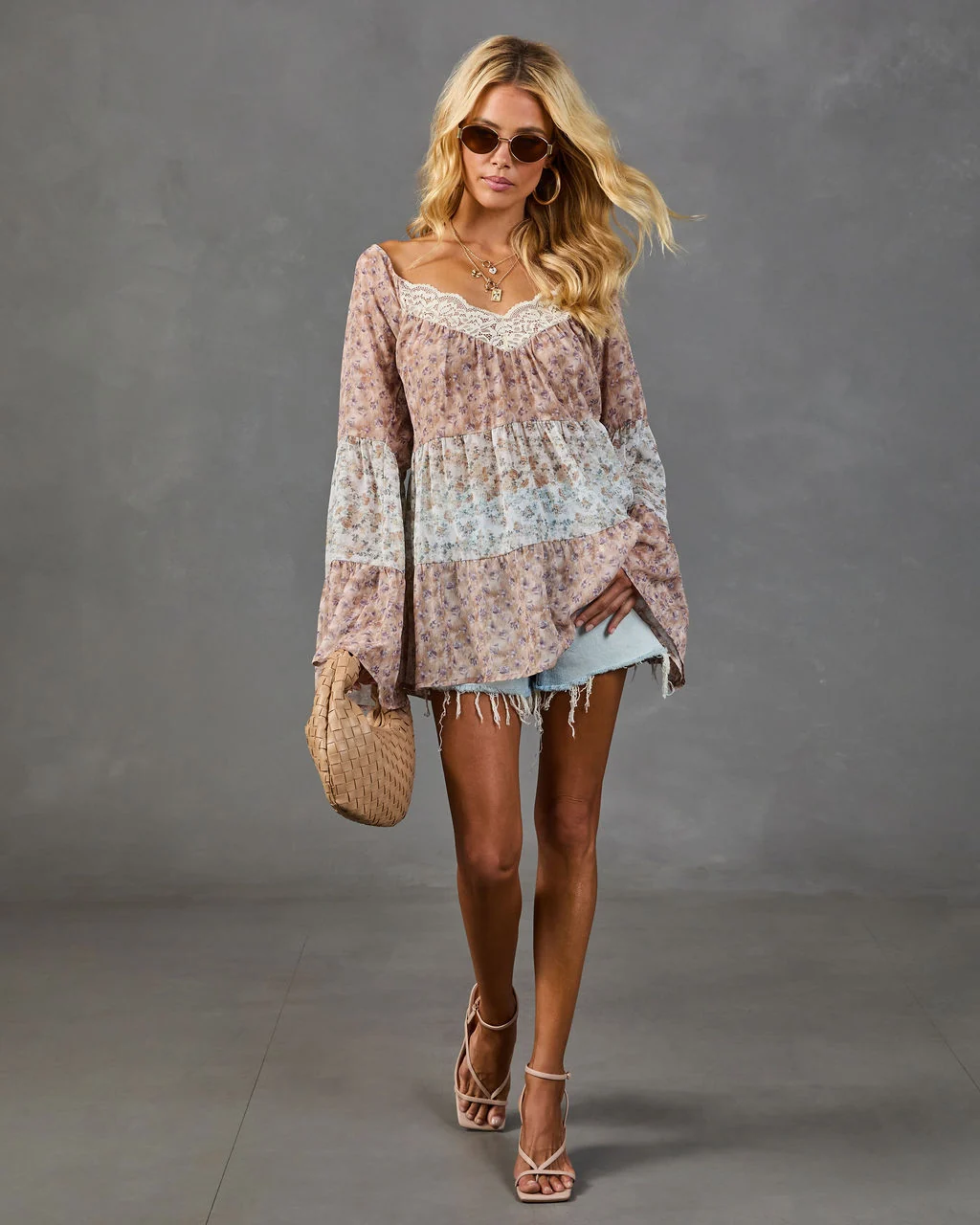 Sundown Bloom Floral Colorblock Top