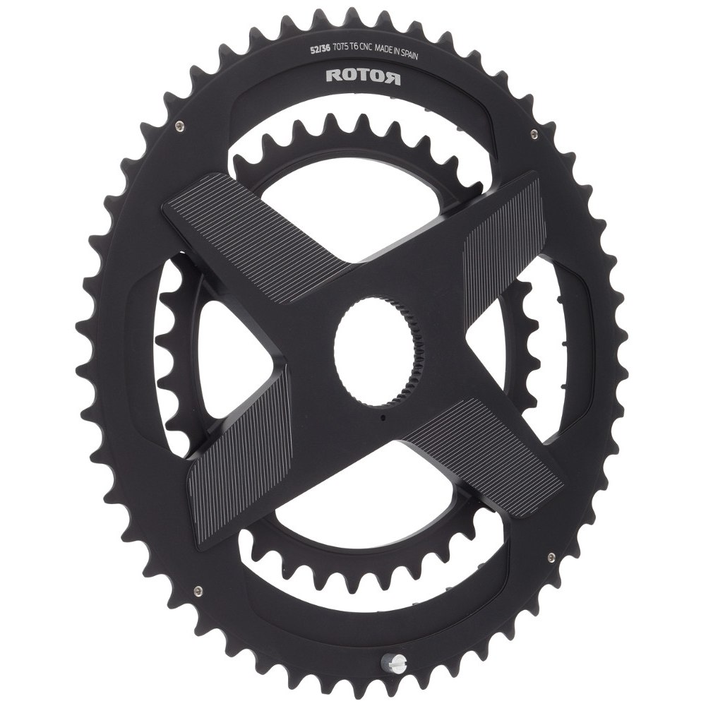 Rotor NoQ Direct Mount Road Double Chainring - round - OCPmount - black