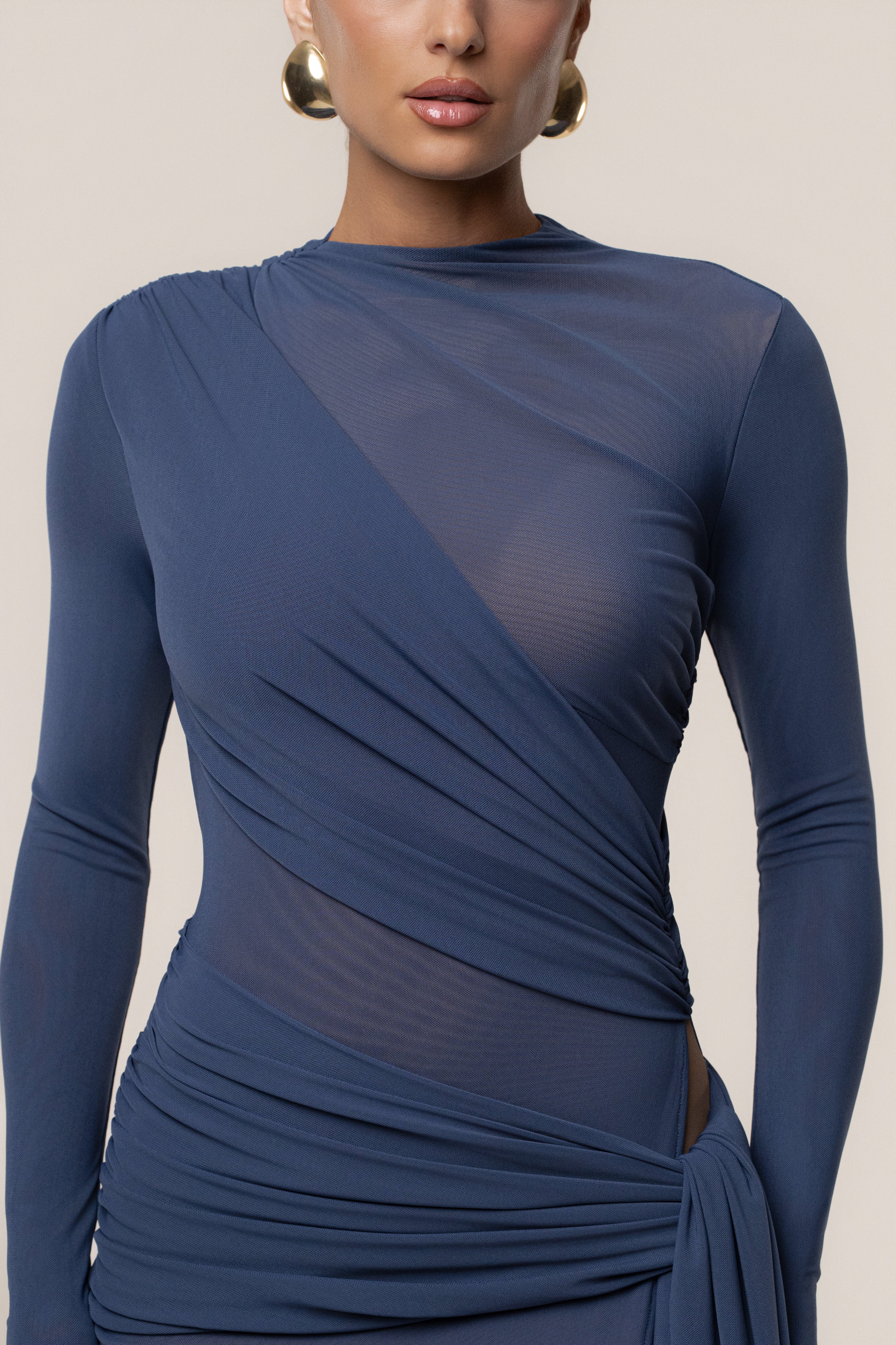 Navy Heatwave Mesh Maxi Dress