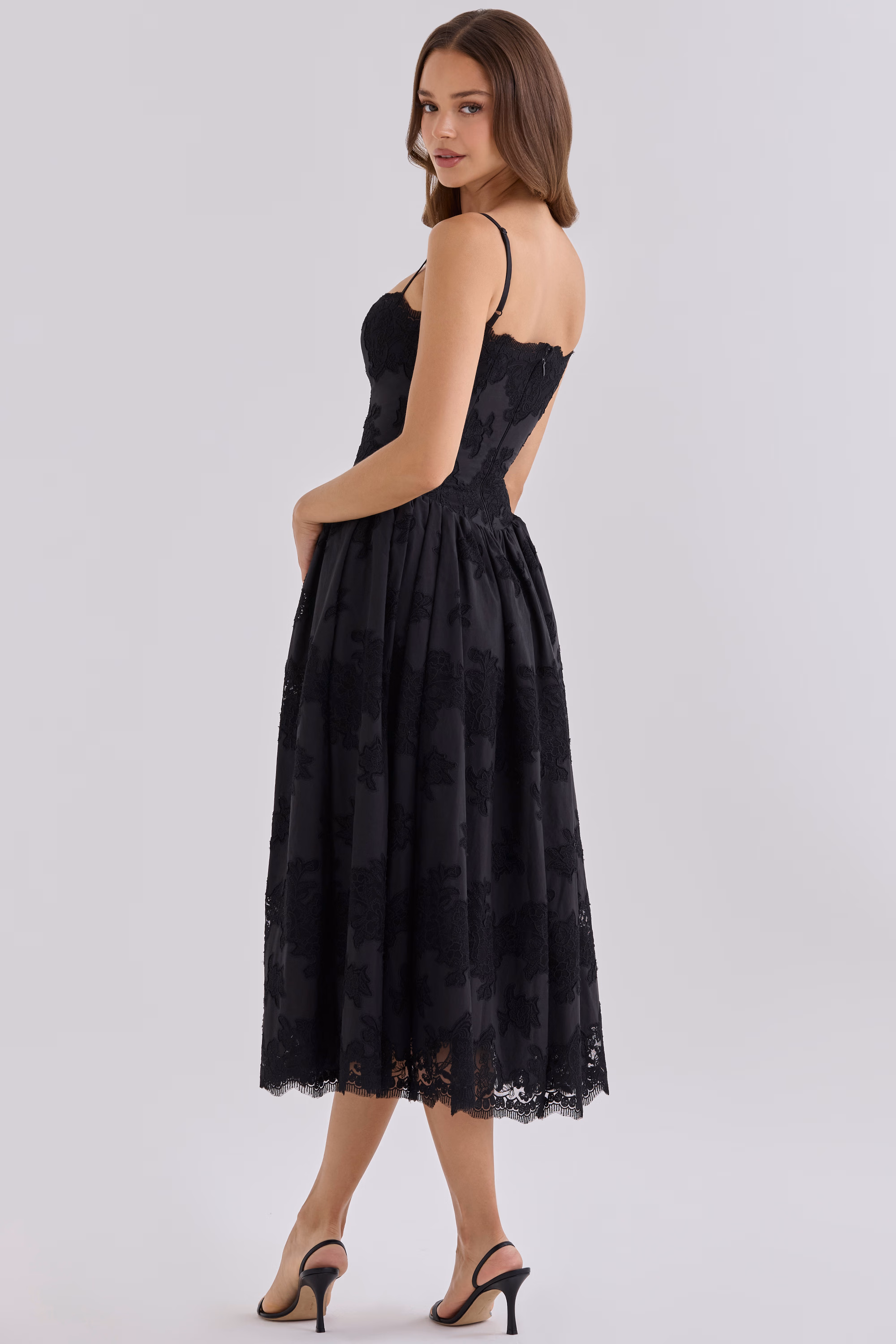 Chloe Black Custom Lace + Broderie Anglaise Cotton Midi Sundress