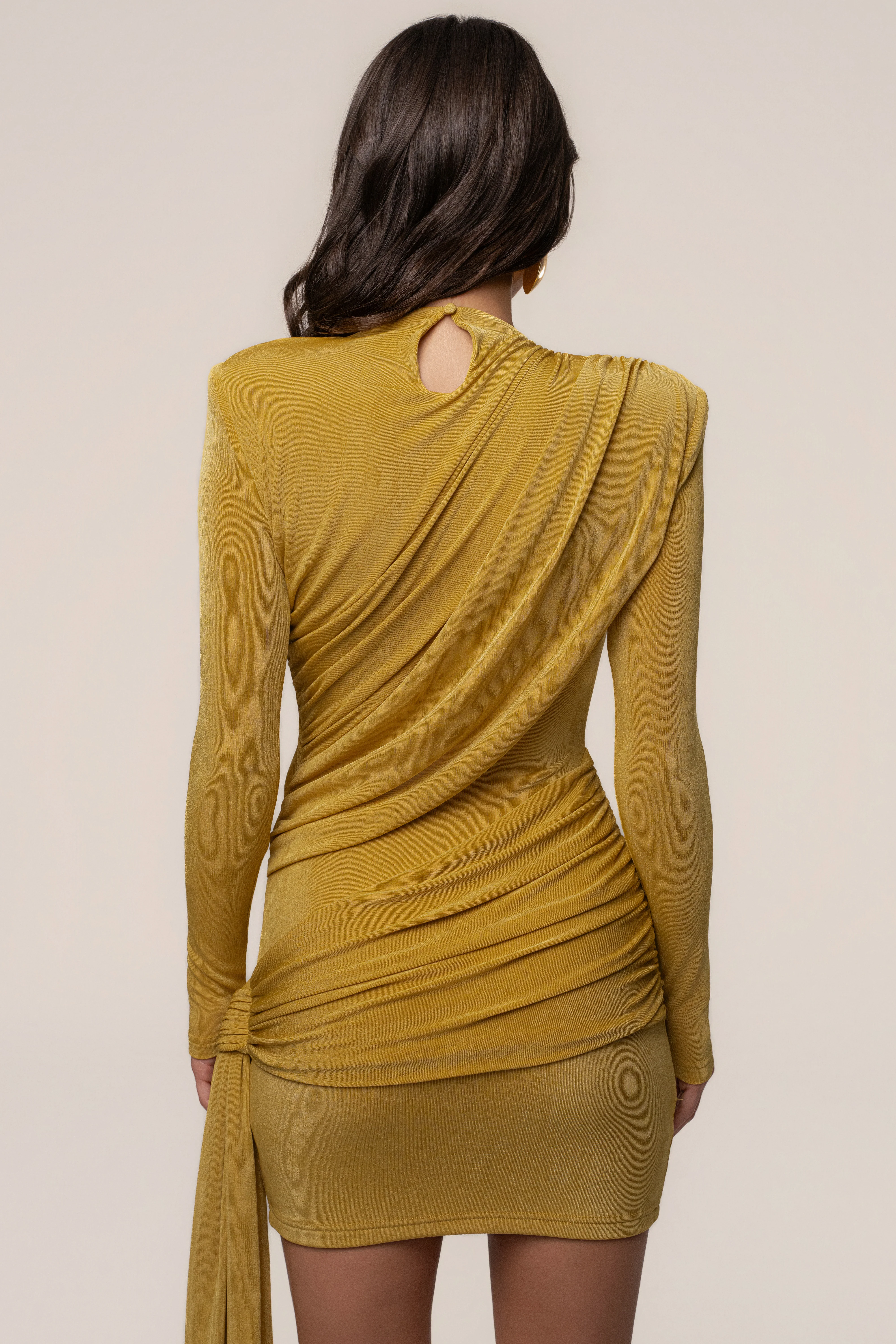 Yellow Moments Draped Mini Dress