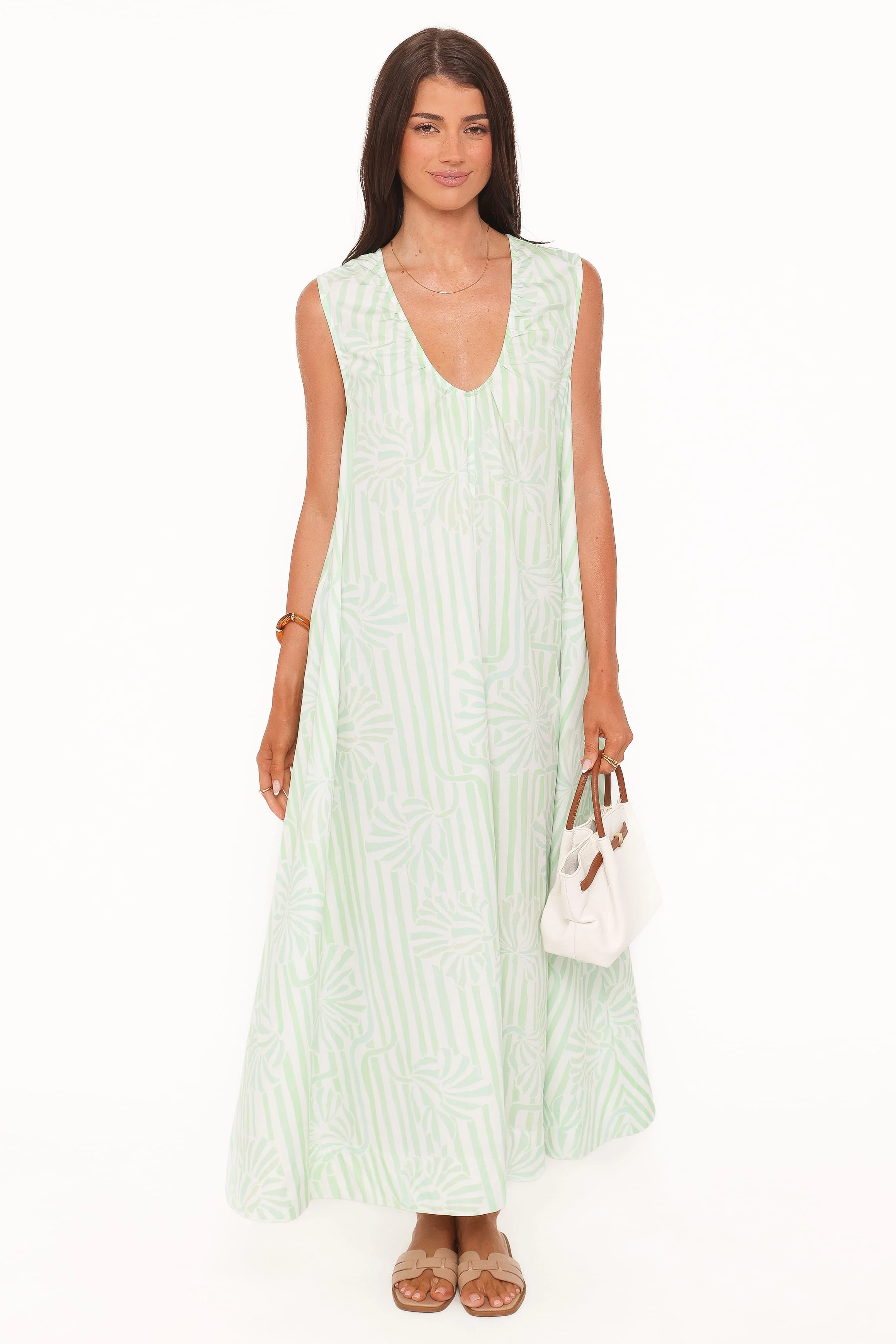 Laurita Maxi Dress - Jade Painted Stripe