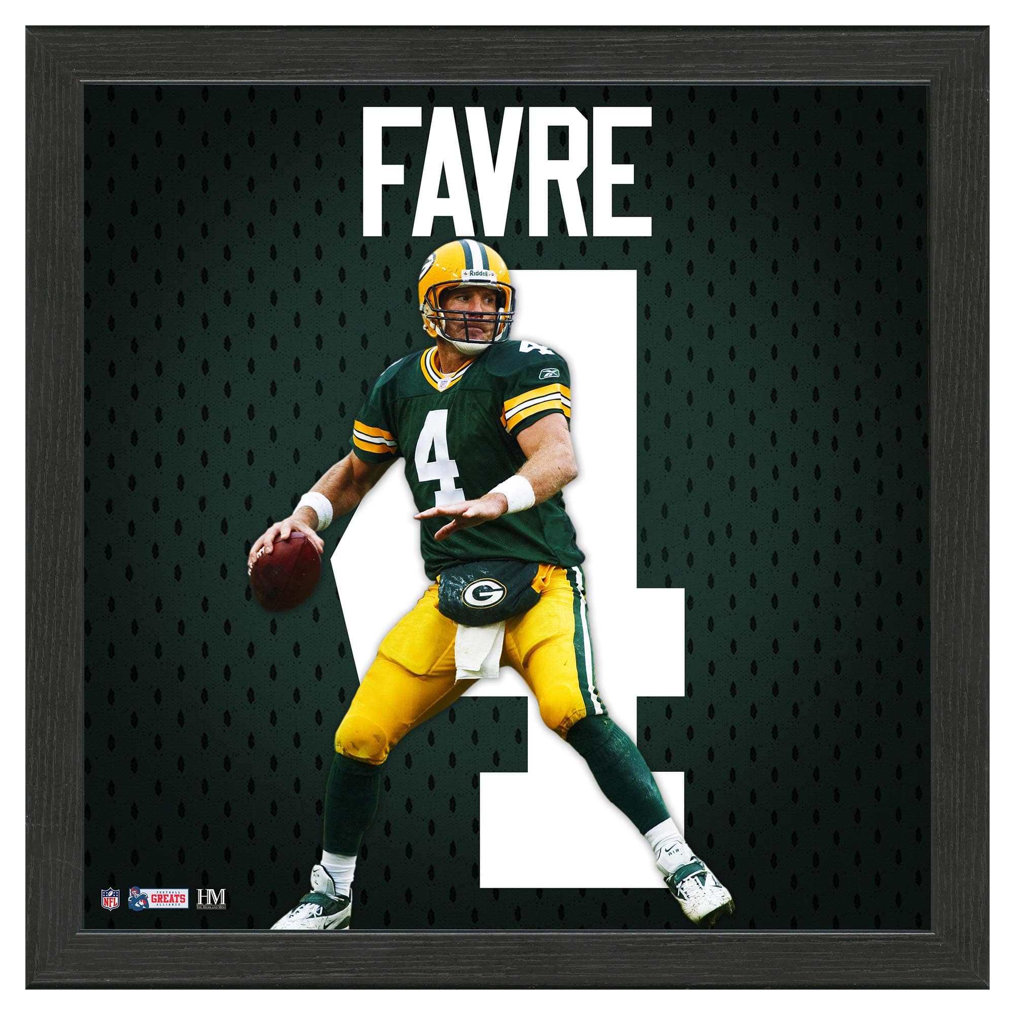Brett Favre #4 Green Bay Packers Impact Jersey Framed NFL Photo