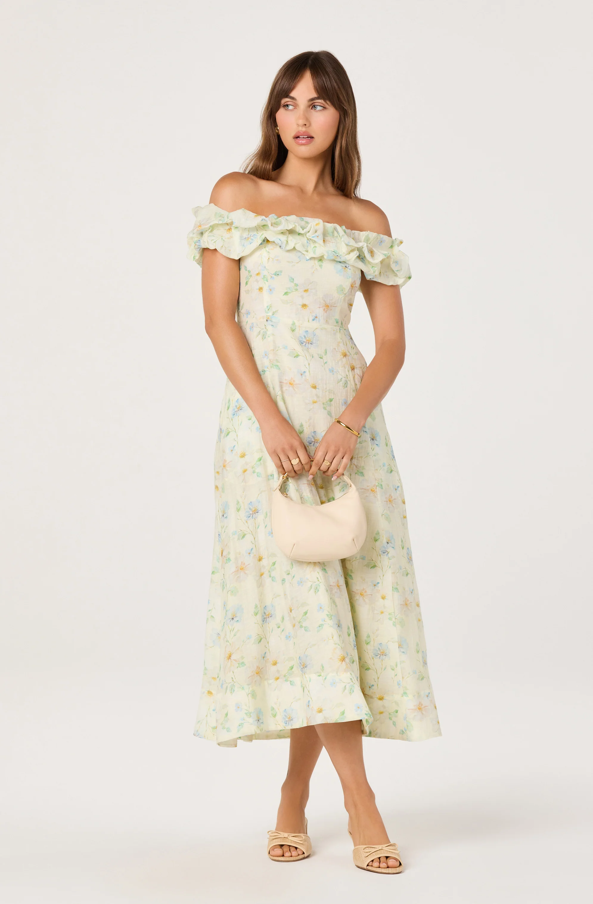Alannah Off-Shoulder Floral Midi Dress