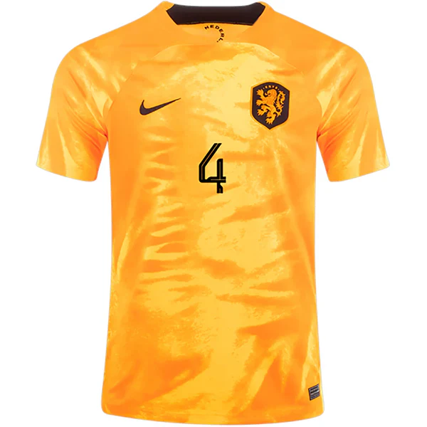 Netherlands Virgil Van Dijk Home Jersey 22/23 (Laser Orange/Black)