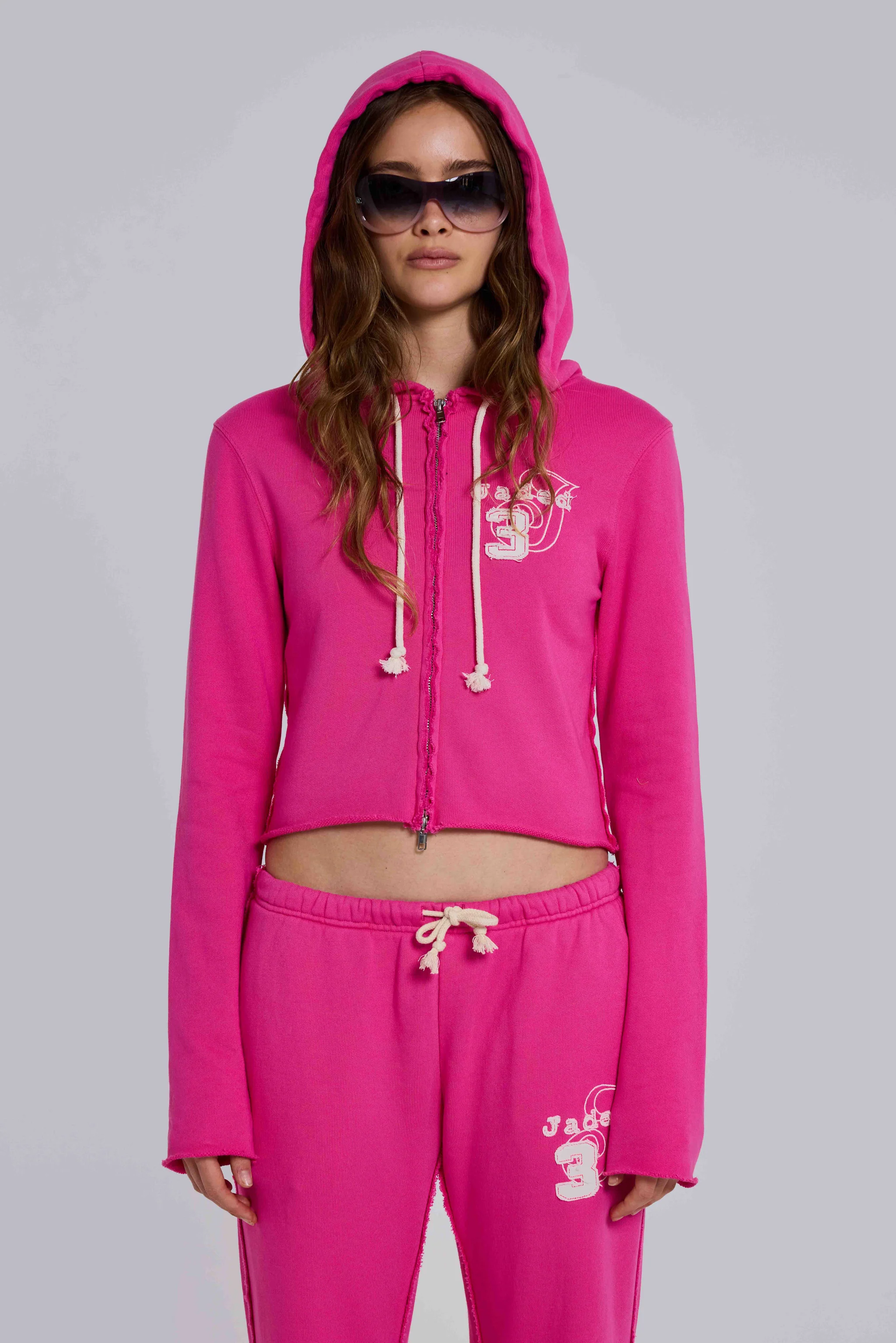 Cleo Zip Through Hoodie in Pink