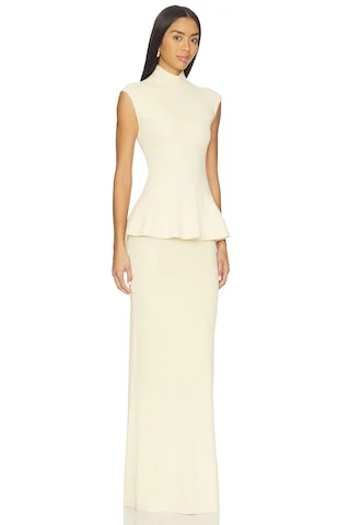 x Christina Elezaj Florie Mock Neck Maxi Dress