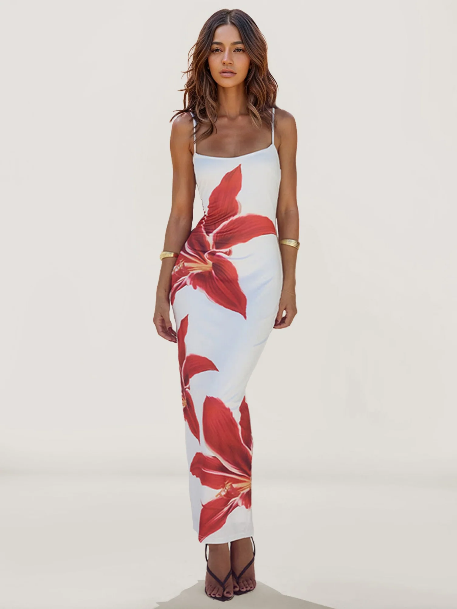 Floral Print Strapless Maxi Dress