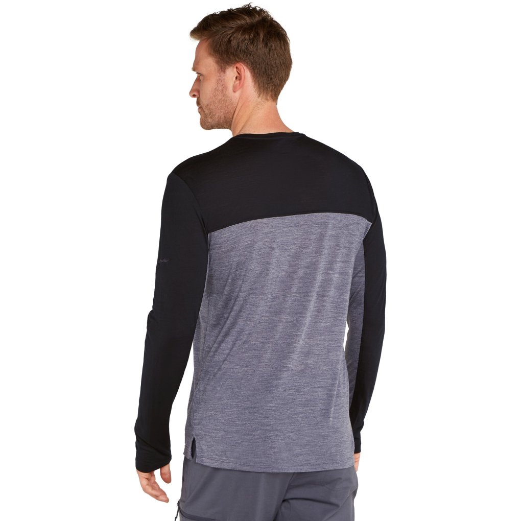 Icebreaker Merino 125 Cool-Lite™ Sphere Long Sleeve Tee Colour Block Men - Graphite Hthr/Black