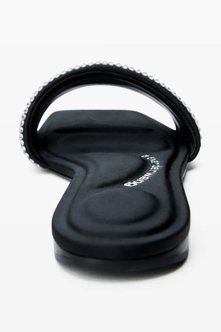 Black Satin & Crystal Hotfix Vy Sandals