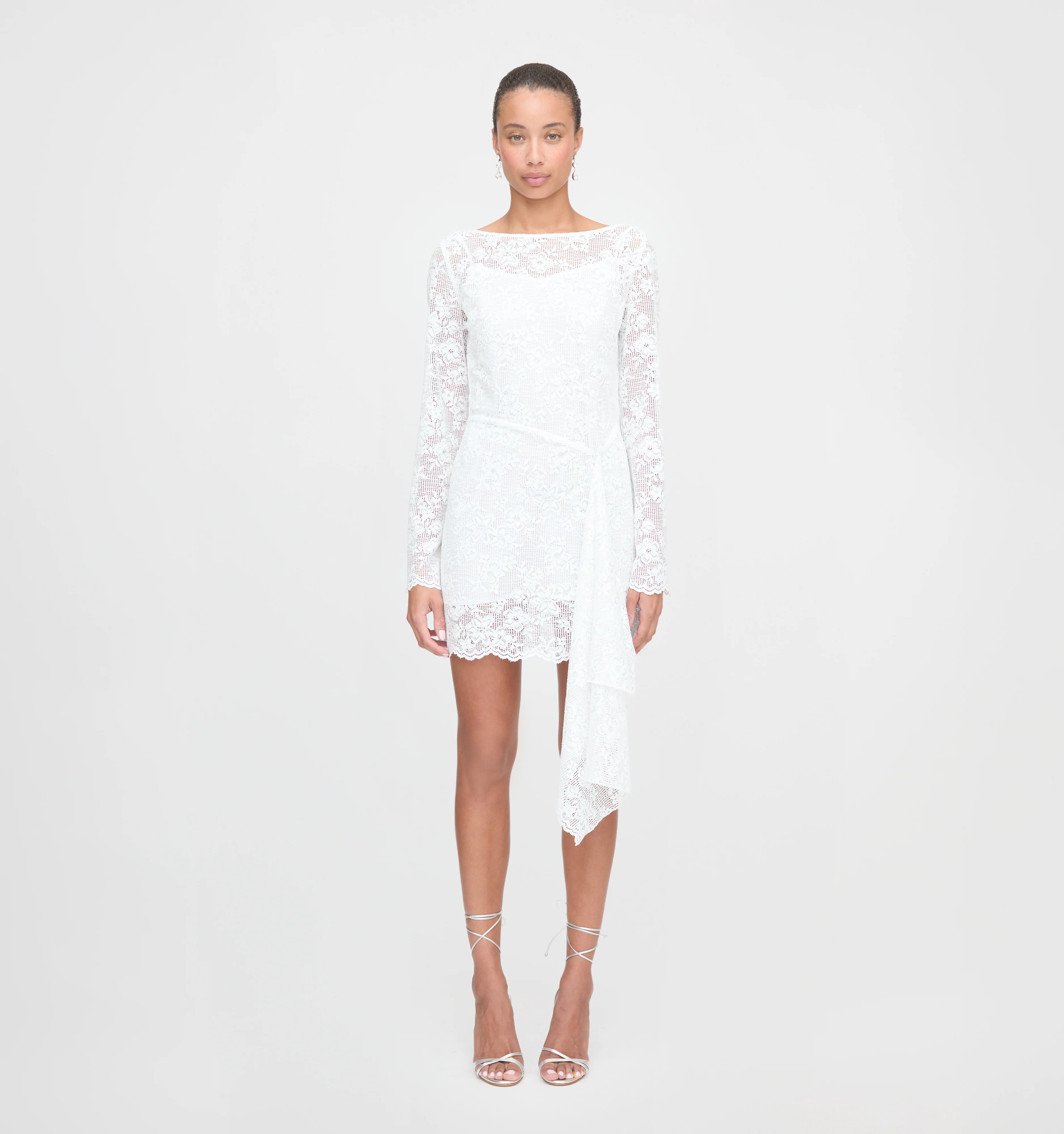 The Becca Dress - White Metallic Lace
