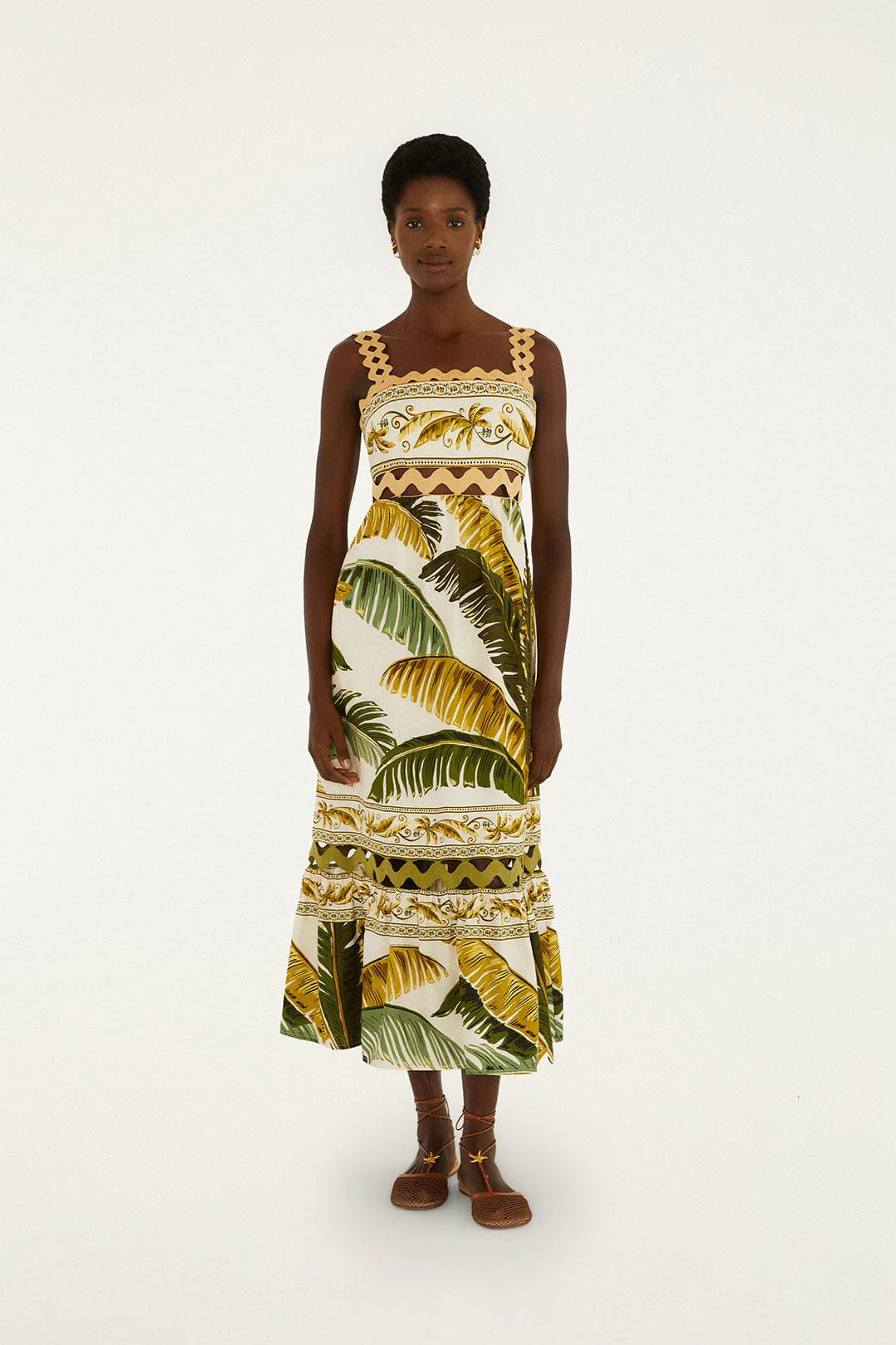 Sand Trancoso Wavy Trim Maxi Dress