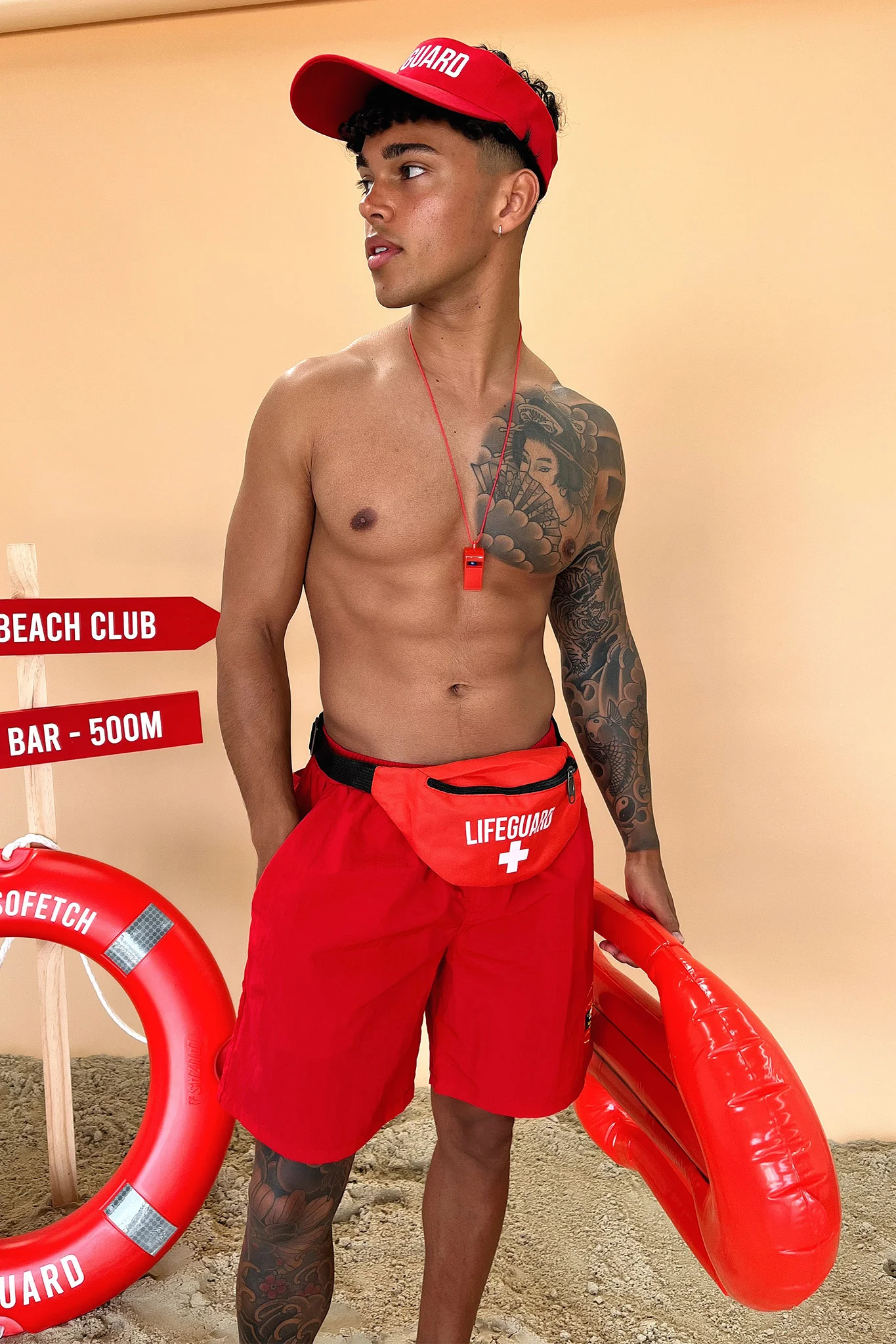4 Piece Lifeguard Costume Kit