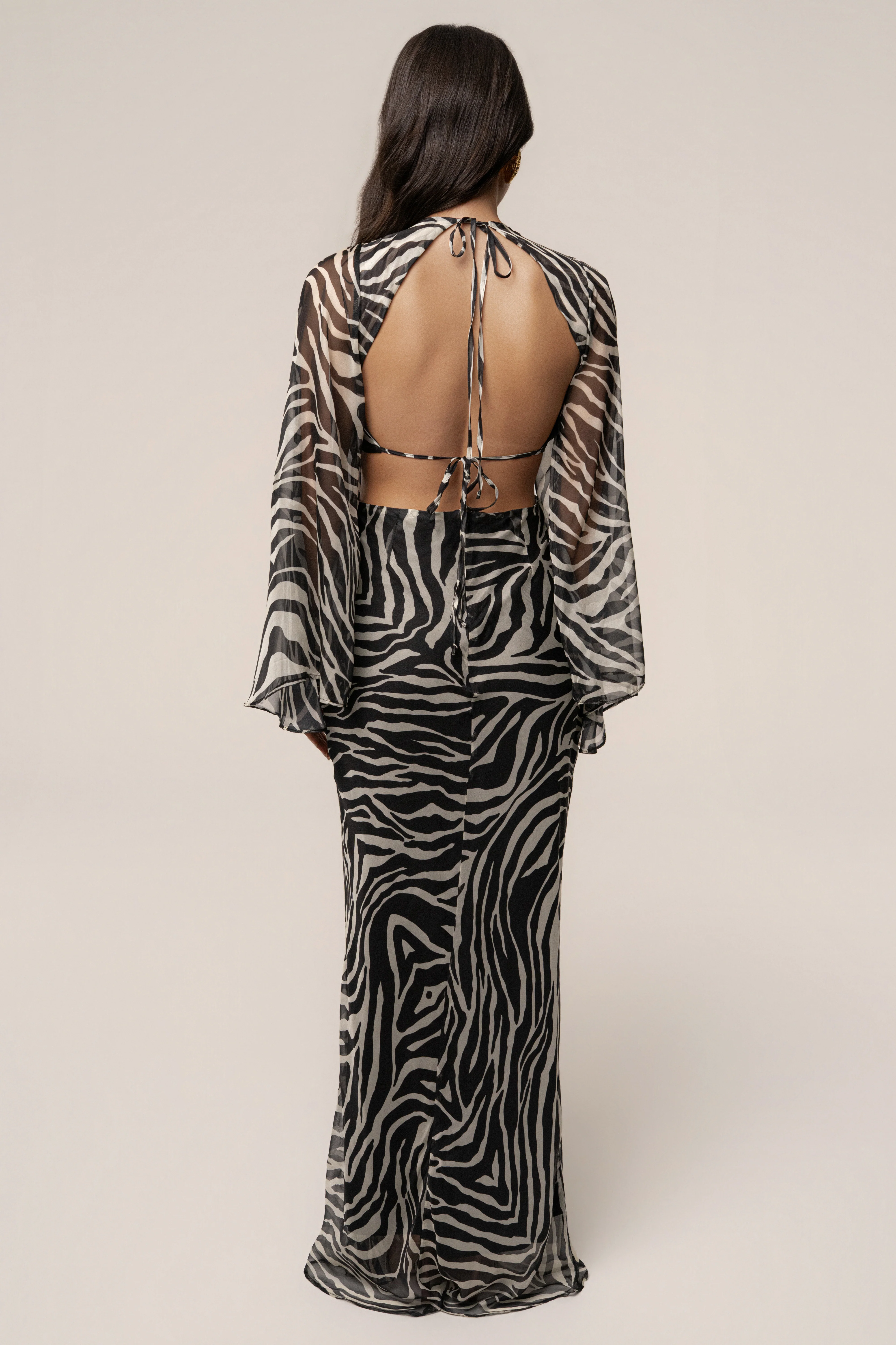 Black Zebra Instincts Print Maxi Dress