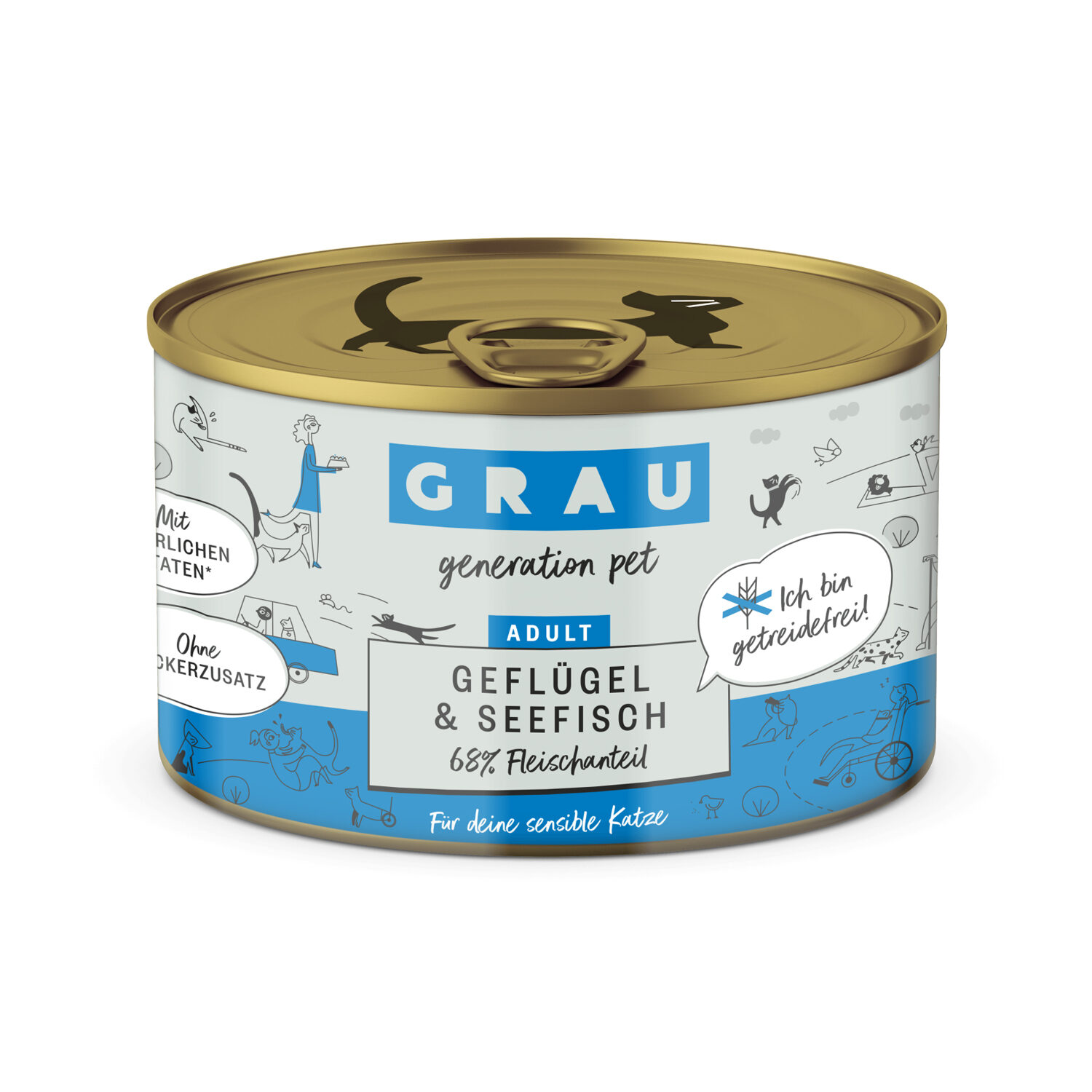Grau Grain-Free Cat Food Poultry & Fish - 6 x 200 g