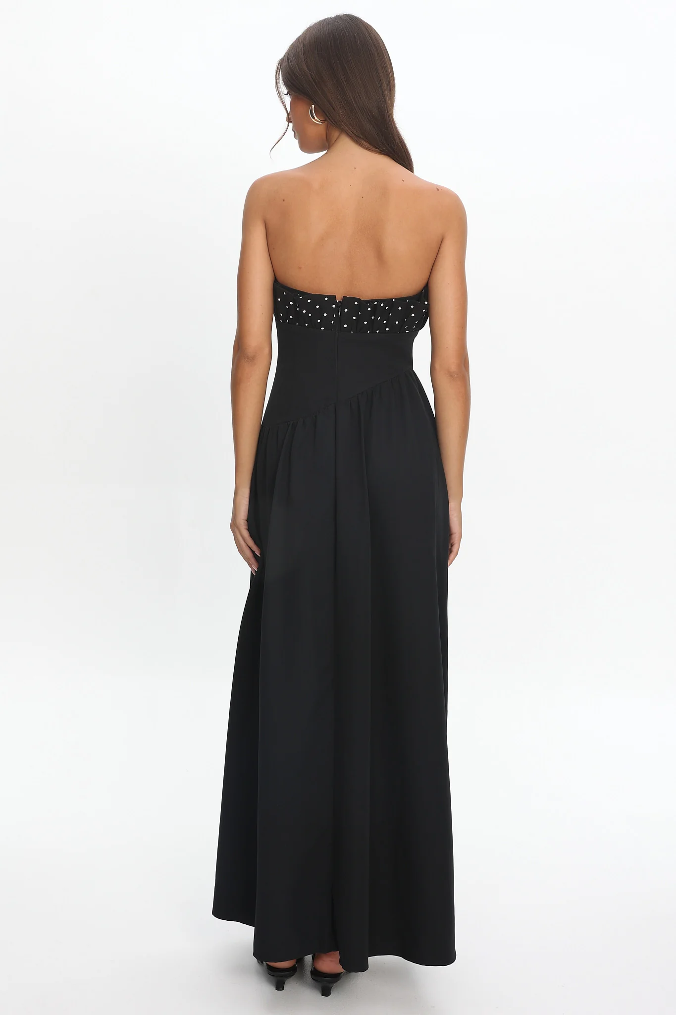 Illianah Frill Bust Asymmetric Hem Maxi Dress Black