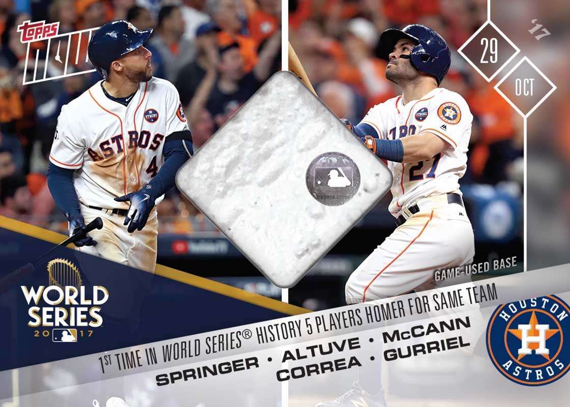 Game-Used Base Card # to 99 - Houston Astros, 1st Time In WS History 5 Players Homer For 1 Team - TOPPS NOW®