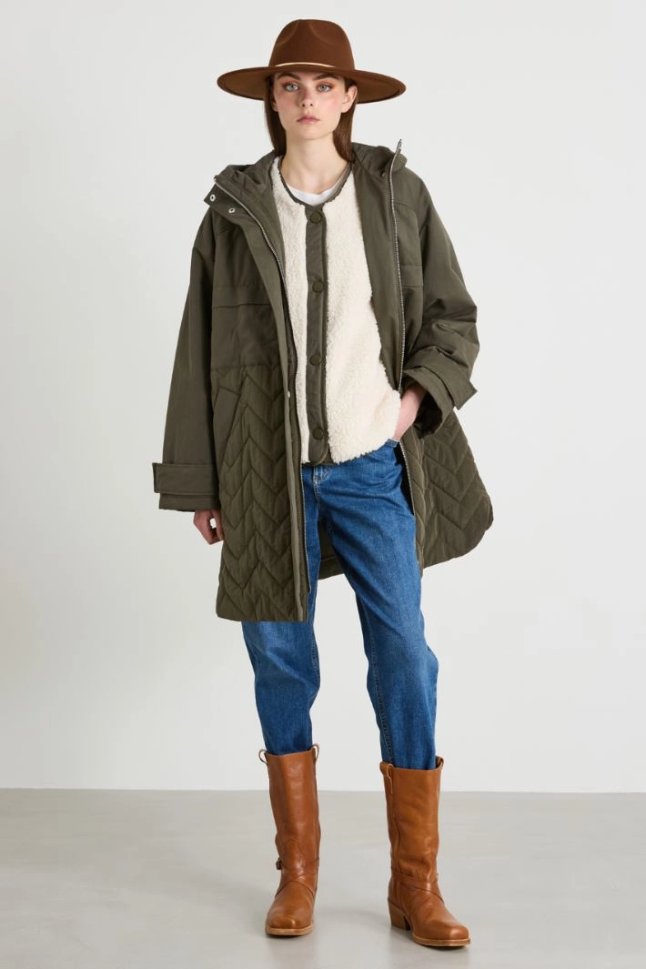 Padded parka with reversible gilet - KHAKI GREEN