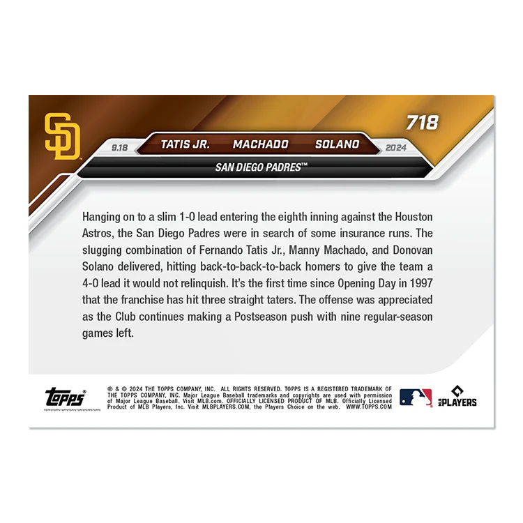 Fernando Tatis Jr./Manny Machado/Donovan Solano - 2024 MLB TOPPS NOW® Card 718