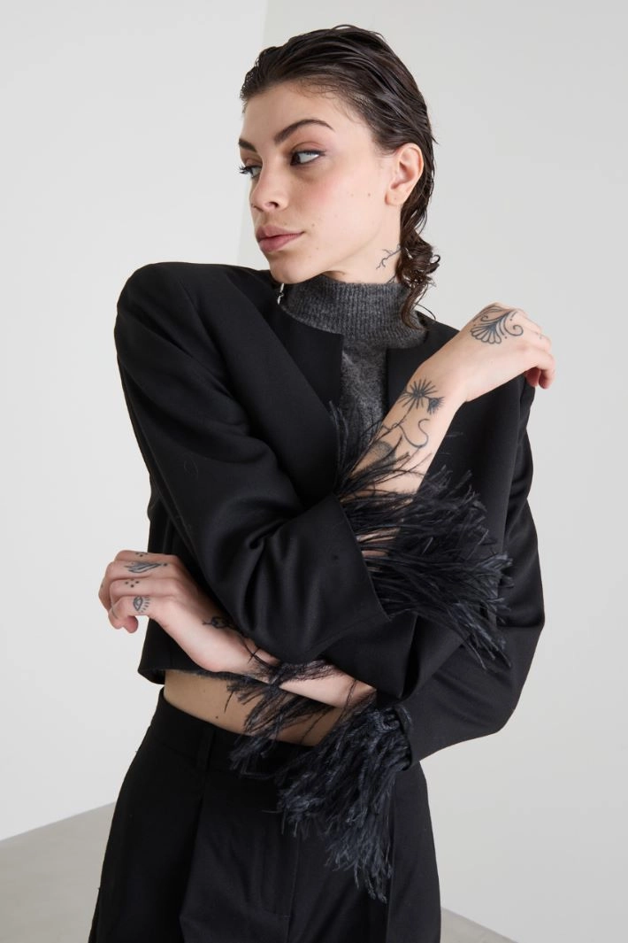 Viscose blend jacket - BLACK