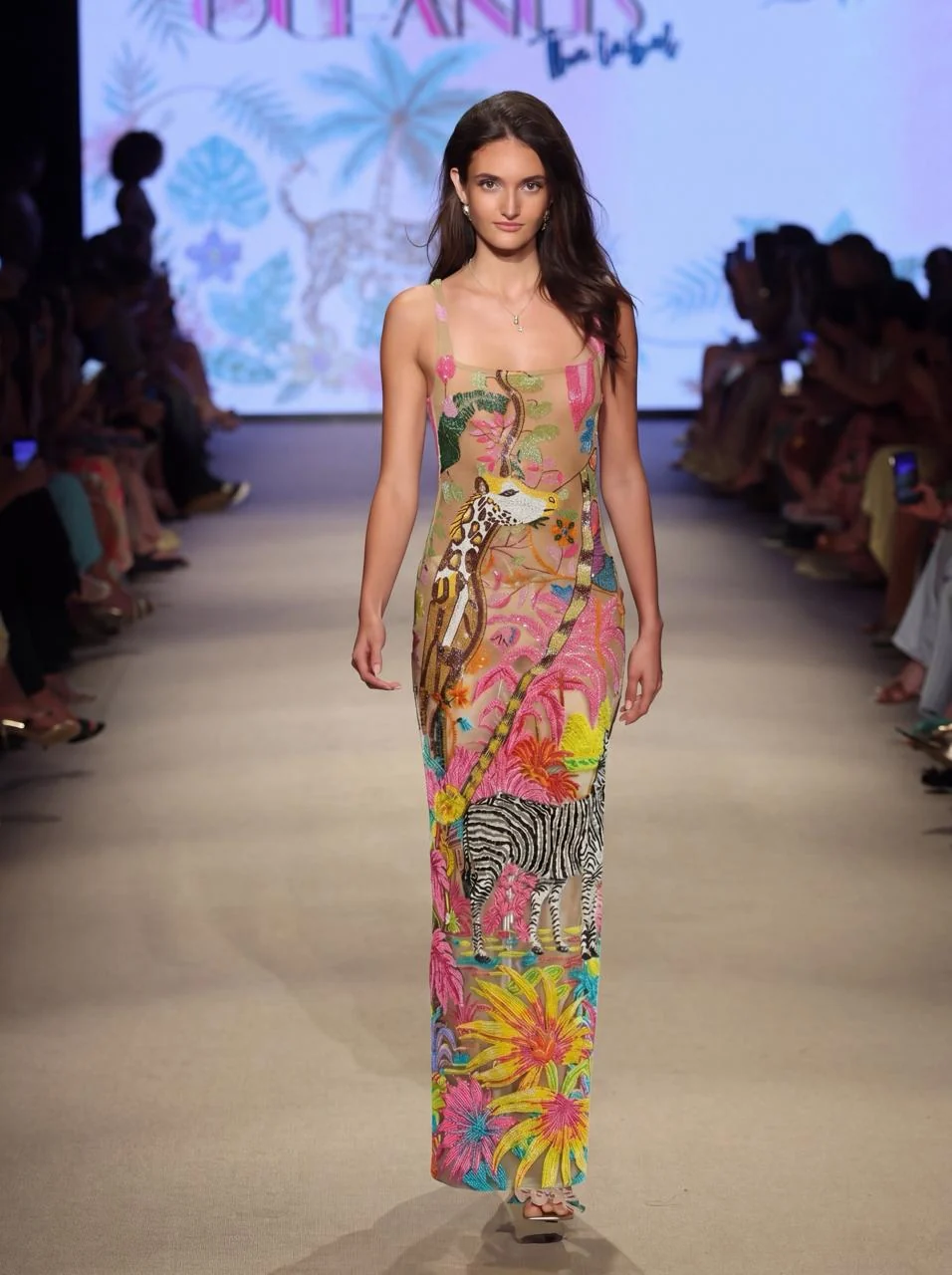 Giraffe Safari Luxury Beaded Maxi Dress