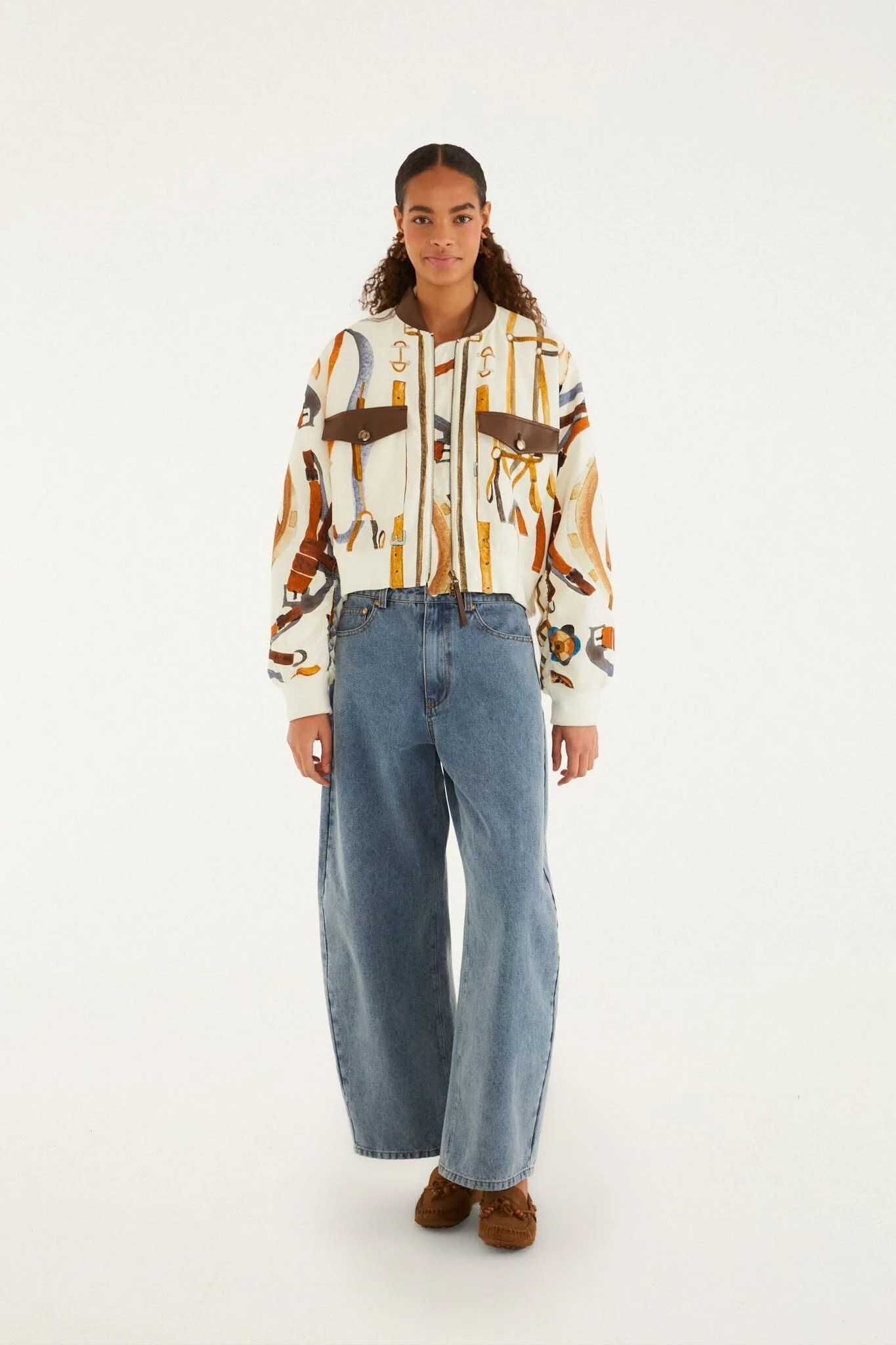 Off-White Equestrian Scarf Pockets Bomber Jacket