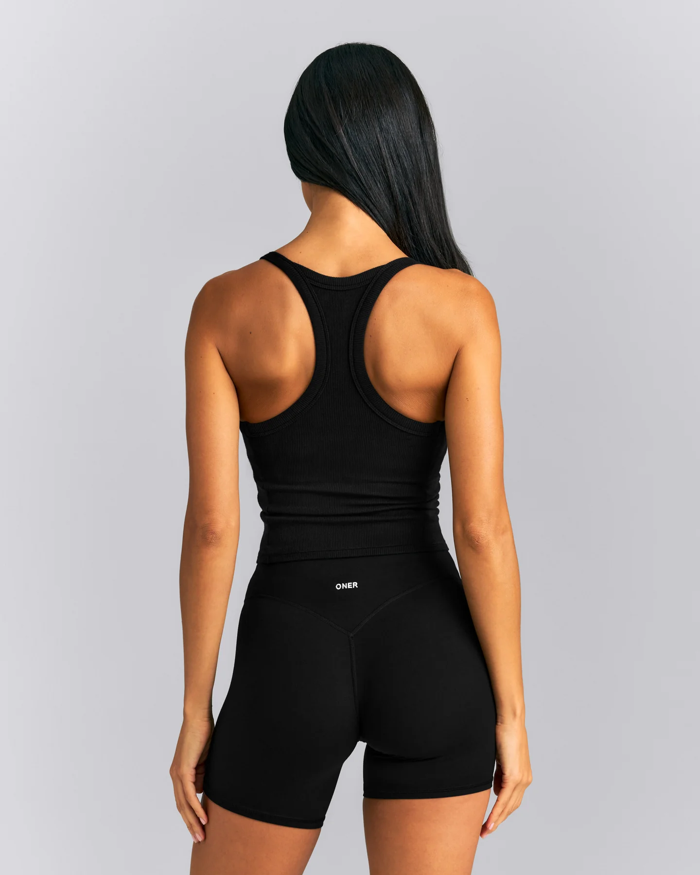 Mellow™ Rib Racer Back Mid Vest with Built in Bra Shelf | Black