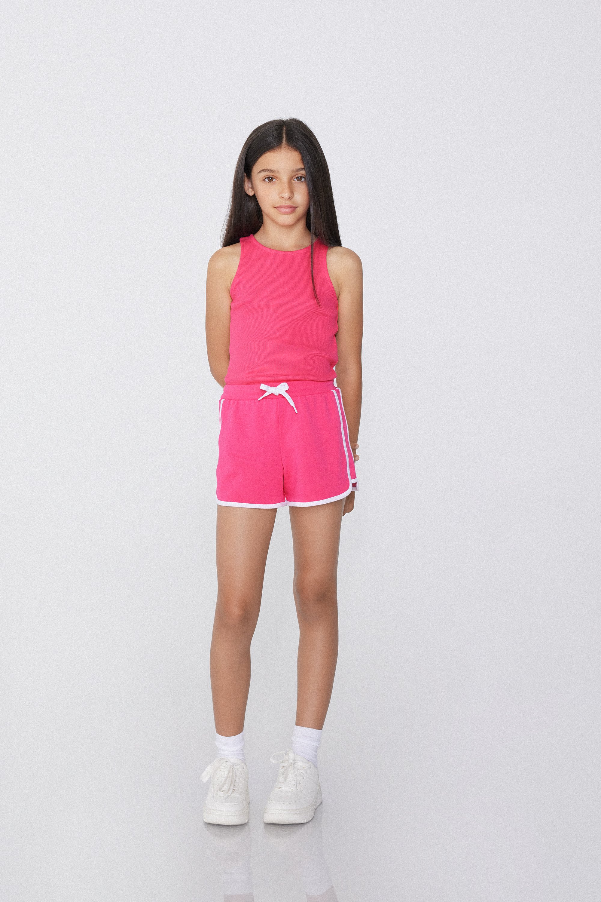 Girls' Cotton Fleece Shorts with Piping