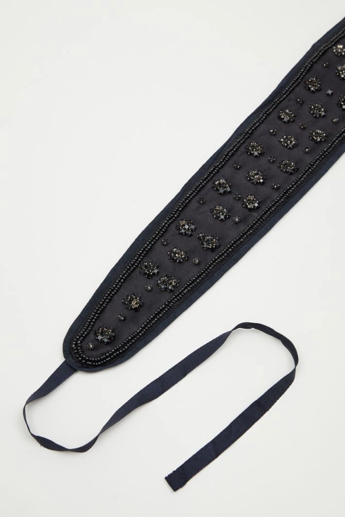 Jewel-embroidered belt - BLACK