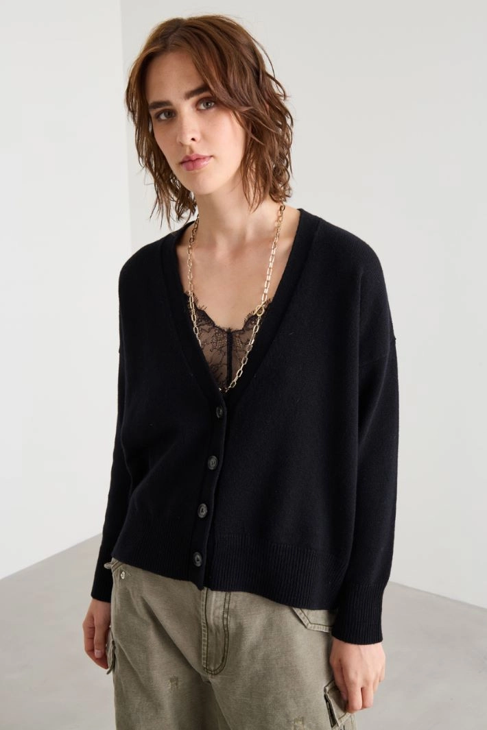 Boxy cardigan - BLACK
